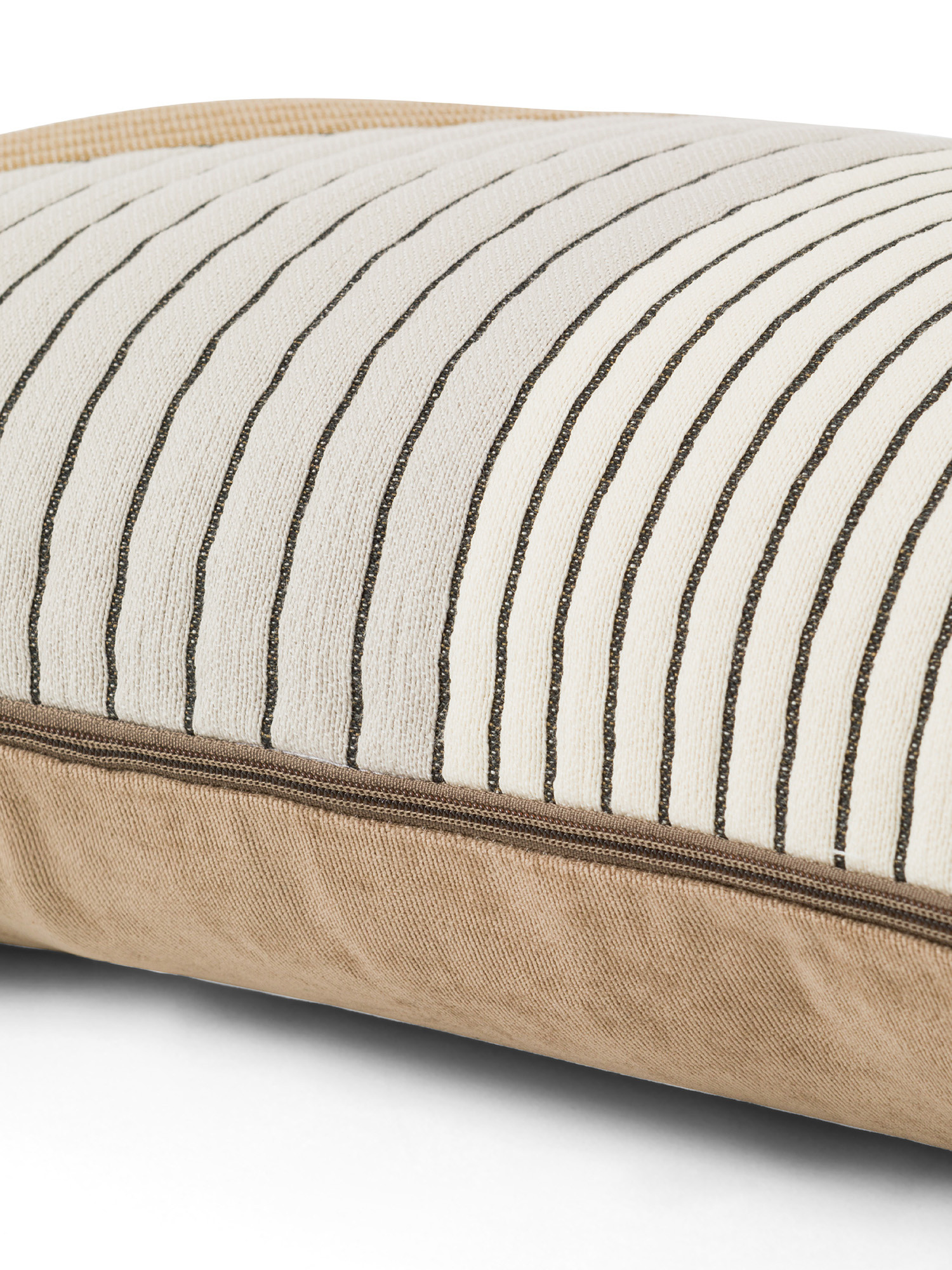 Cuscino jacquard motivo linee 30x50cm, Sabbia, large image number 2