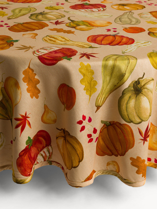 Pure cotton panama tablecloth with pumpkin print