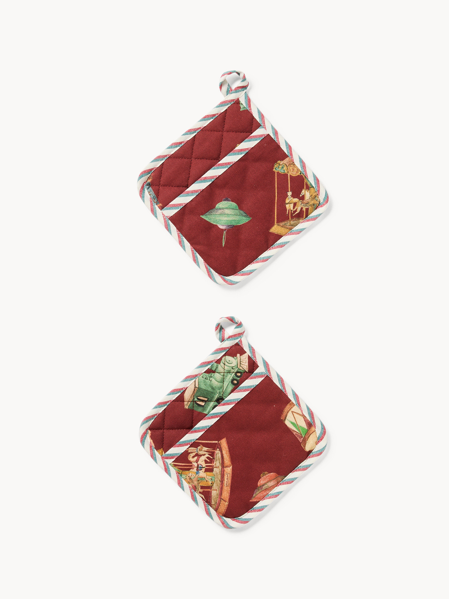Scatola di latta regalo con set di 2 presine, Dark Red, large image number 0