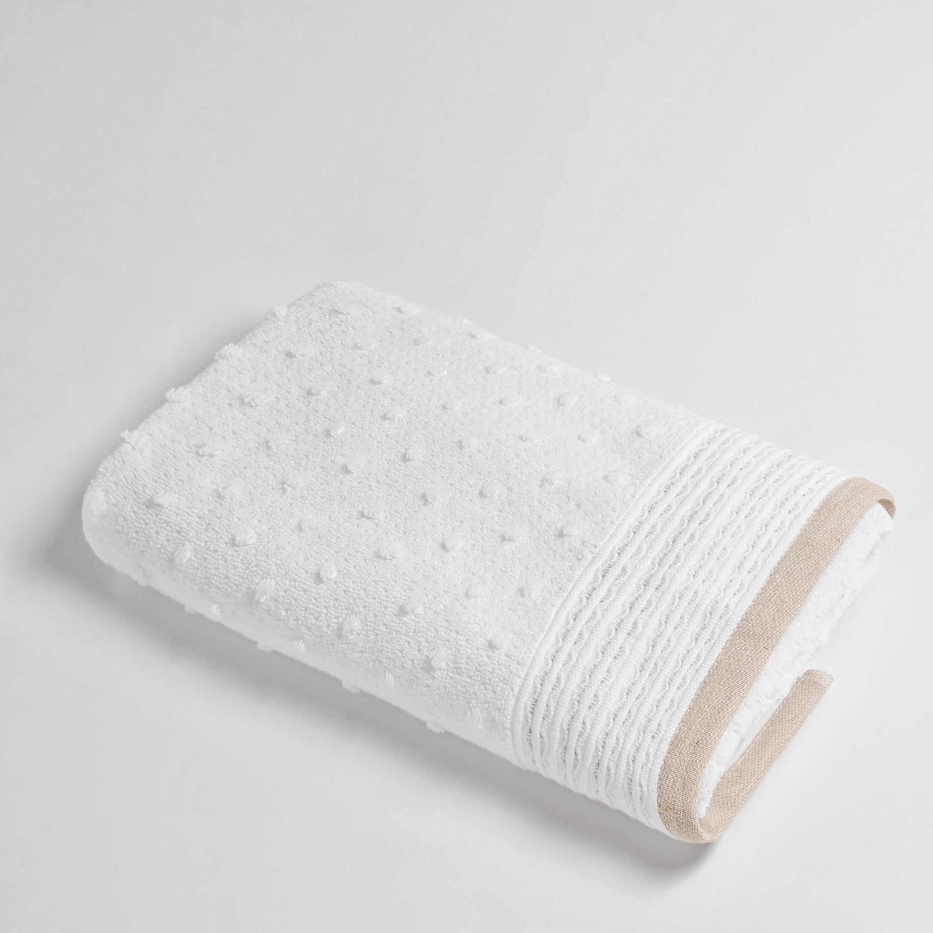 Asciugamano con lavorazione dots a rilievo Portofino, Bianco/Beige, large image number 1