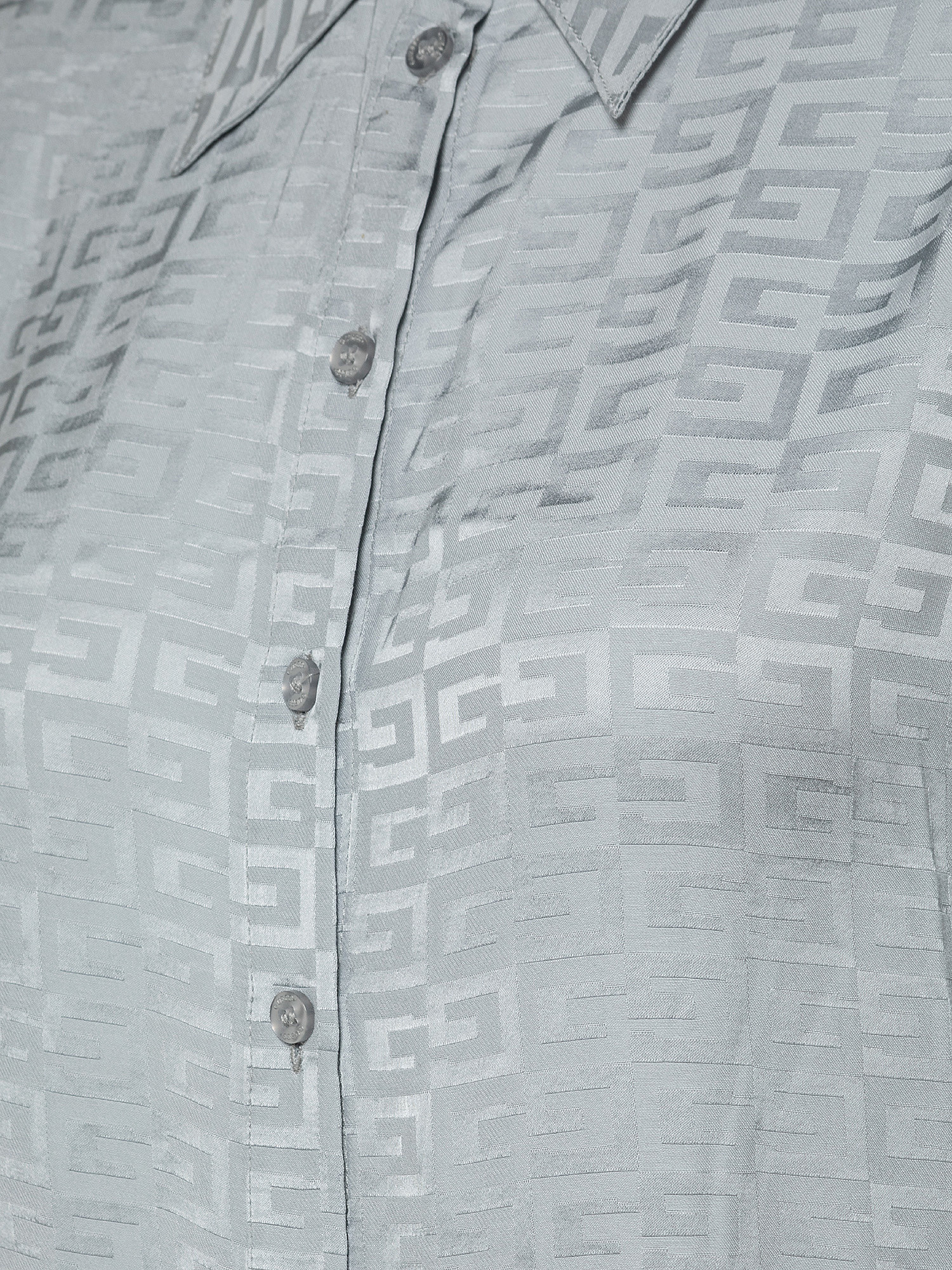 Logo pattern viscose shirt, Pearl Grey, large image number 2