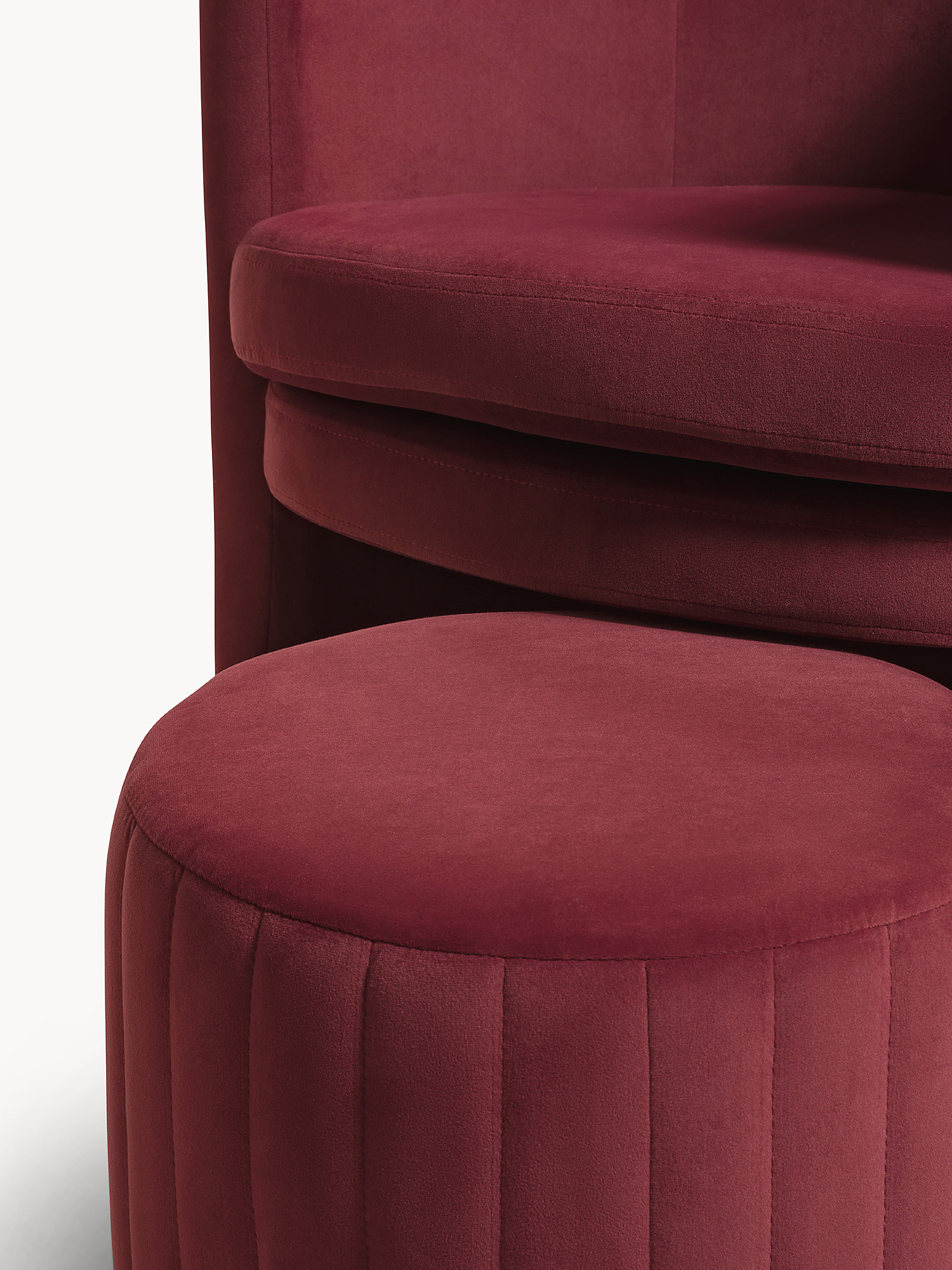Set poltrona e pouf Round, Marrone, large image number 2