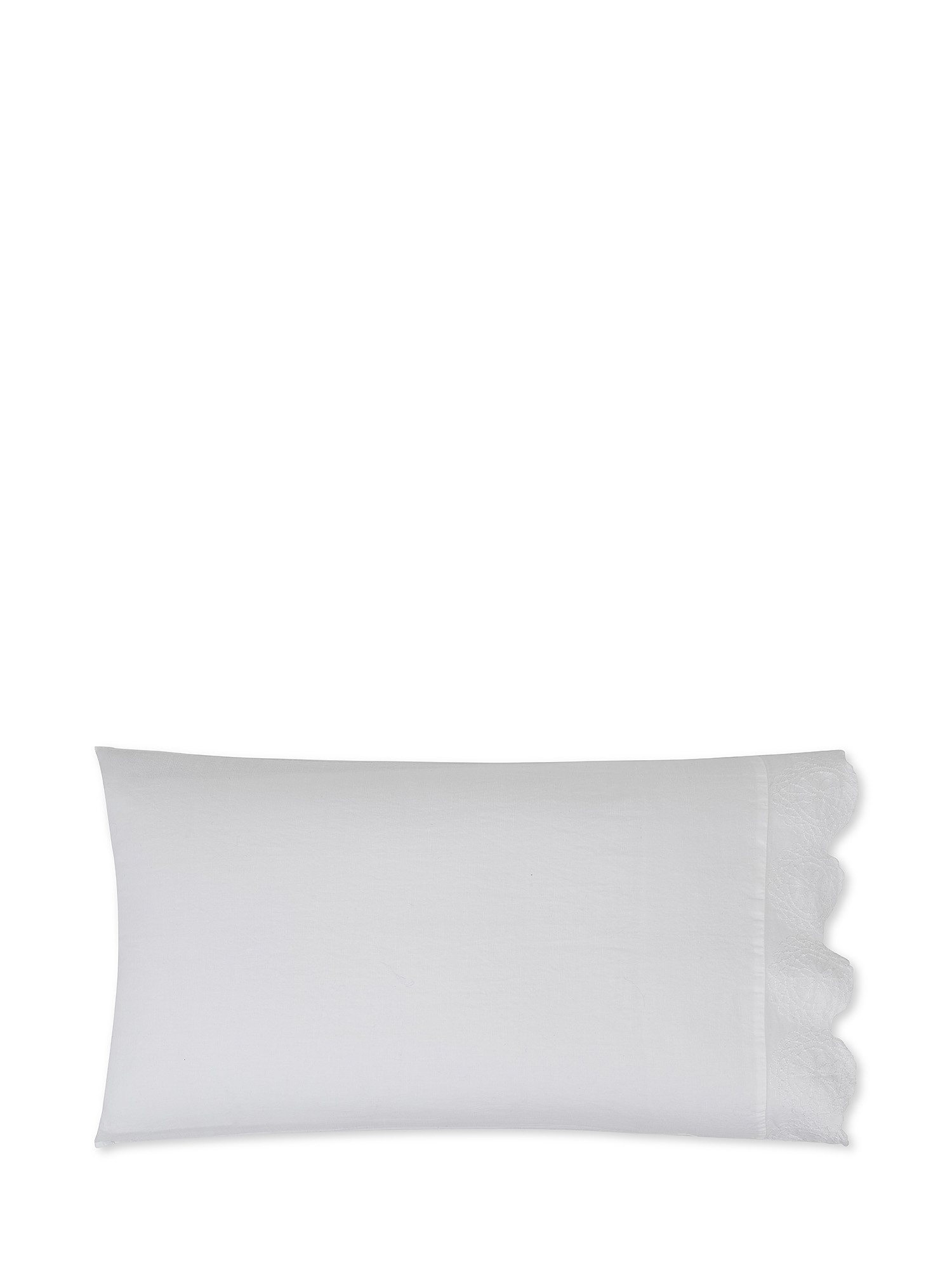 Federa in lino e cotone con ricamo Portofino, Bianco, large image number 0
