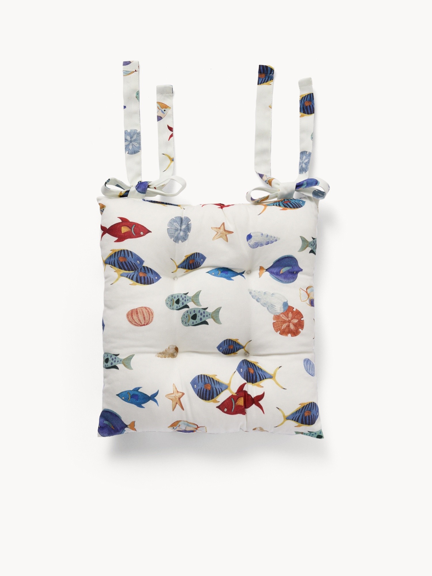 Cotton twill chair cushion with seabed print, Multicolor, large image number 0