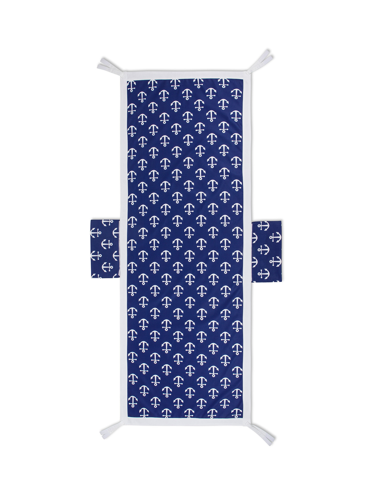 Anchor motif microfiber bed sheet, Blue, large image number 0