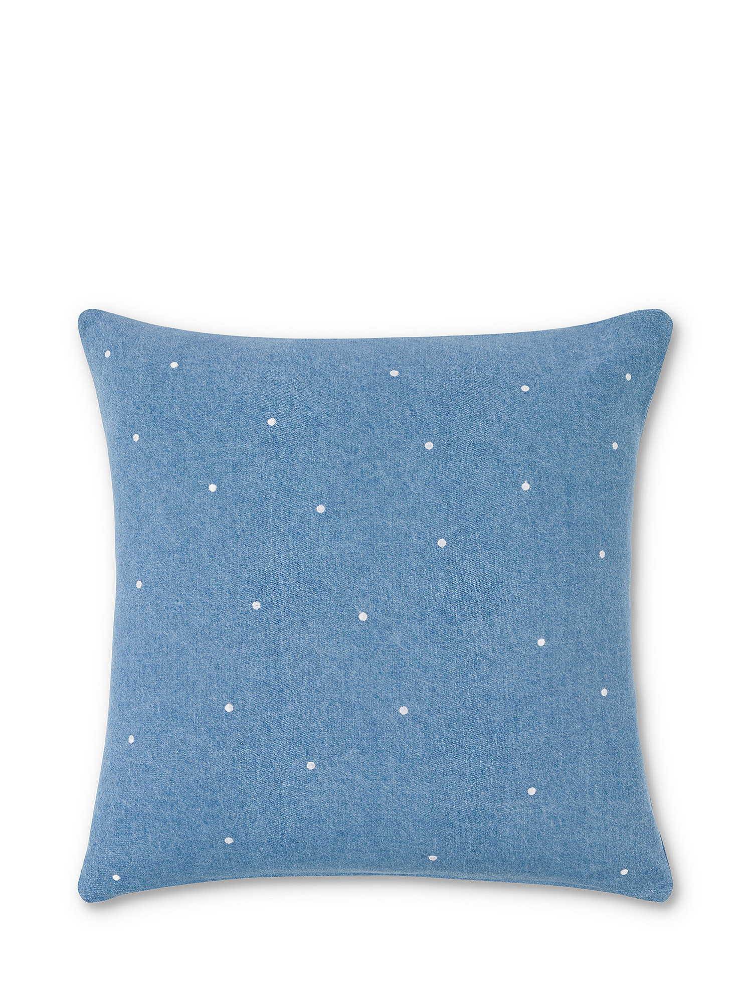 Cotton denim cushion with polka dot embroidery 45x45cm, Light Blue, large image number 0