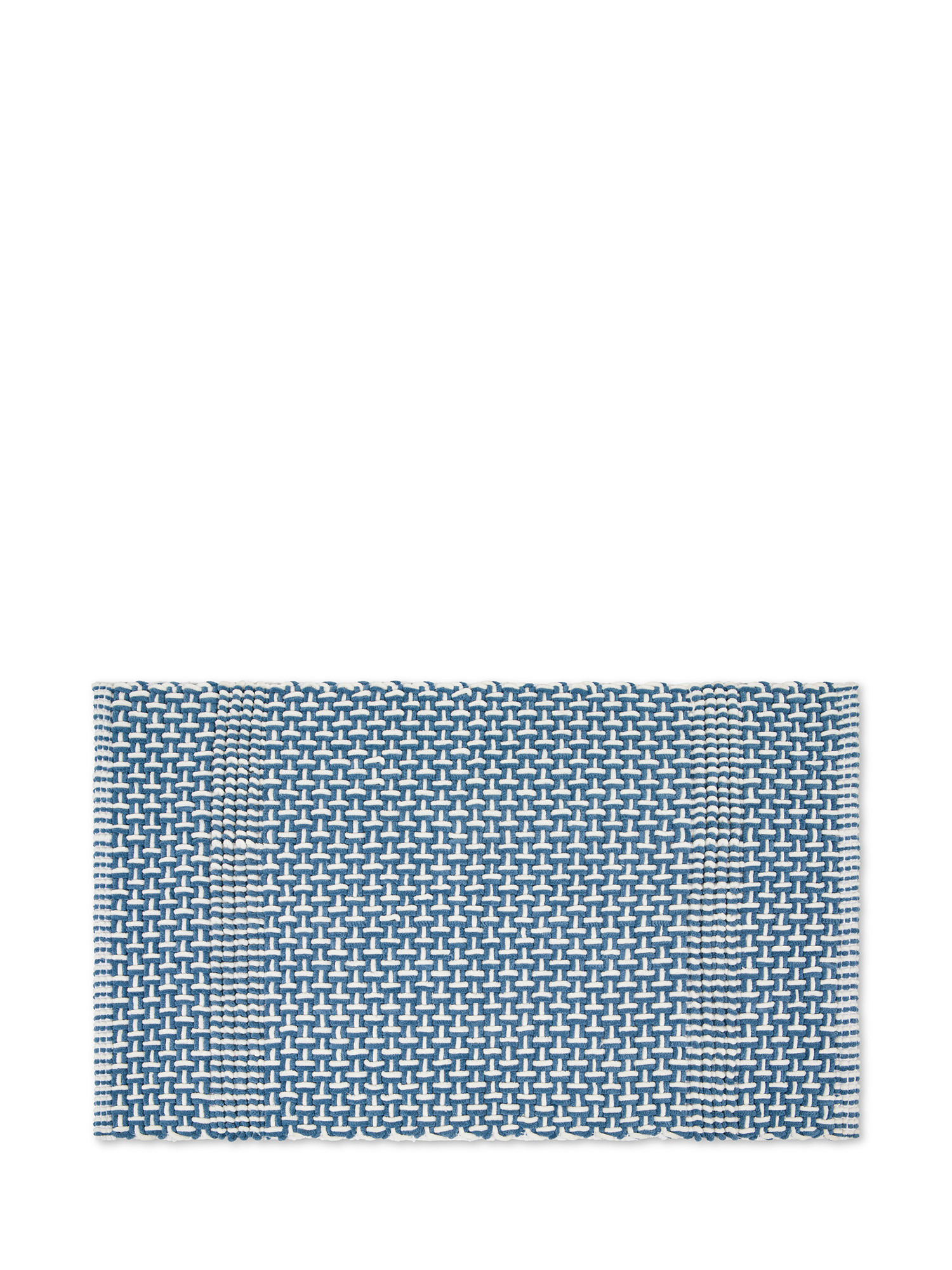 Tappeto bagno in ciniglia effetto intrecciato, Blu, large image number 0