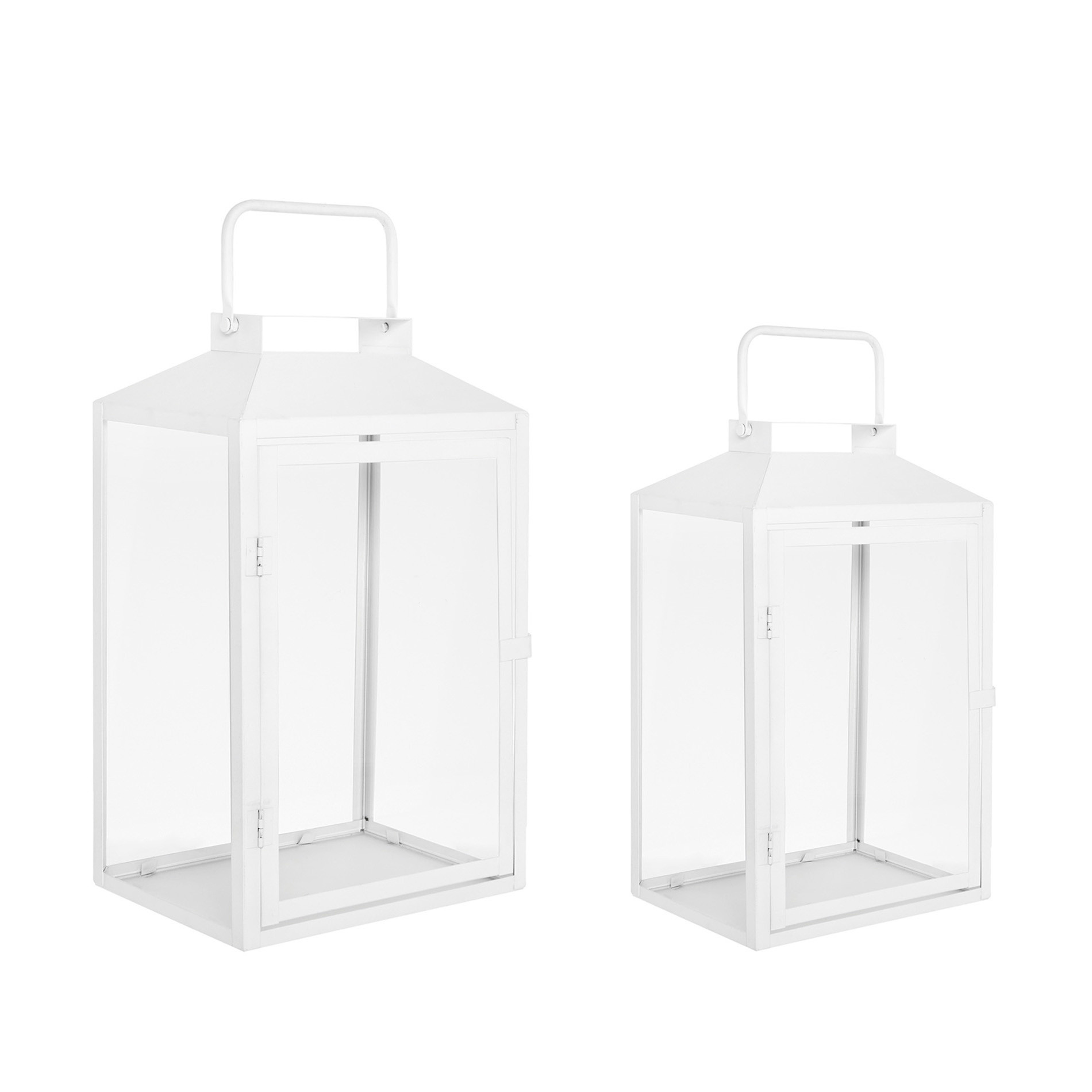 Lanterna vetro e metallo bianco, Bianco, large image number 1