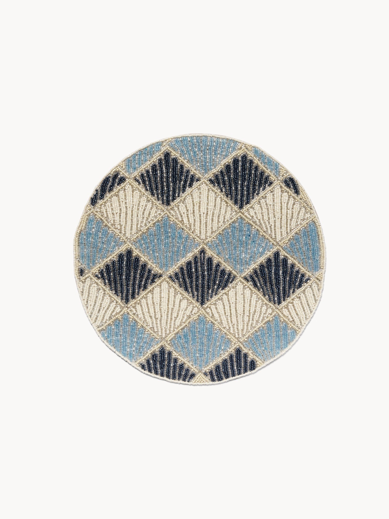 Tovaglietta fatta a mano con perline in vetro, Bianco/Blu, large image number 0