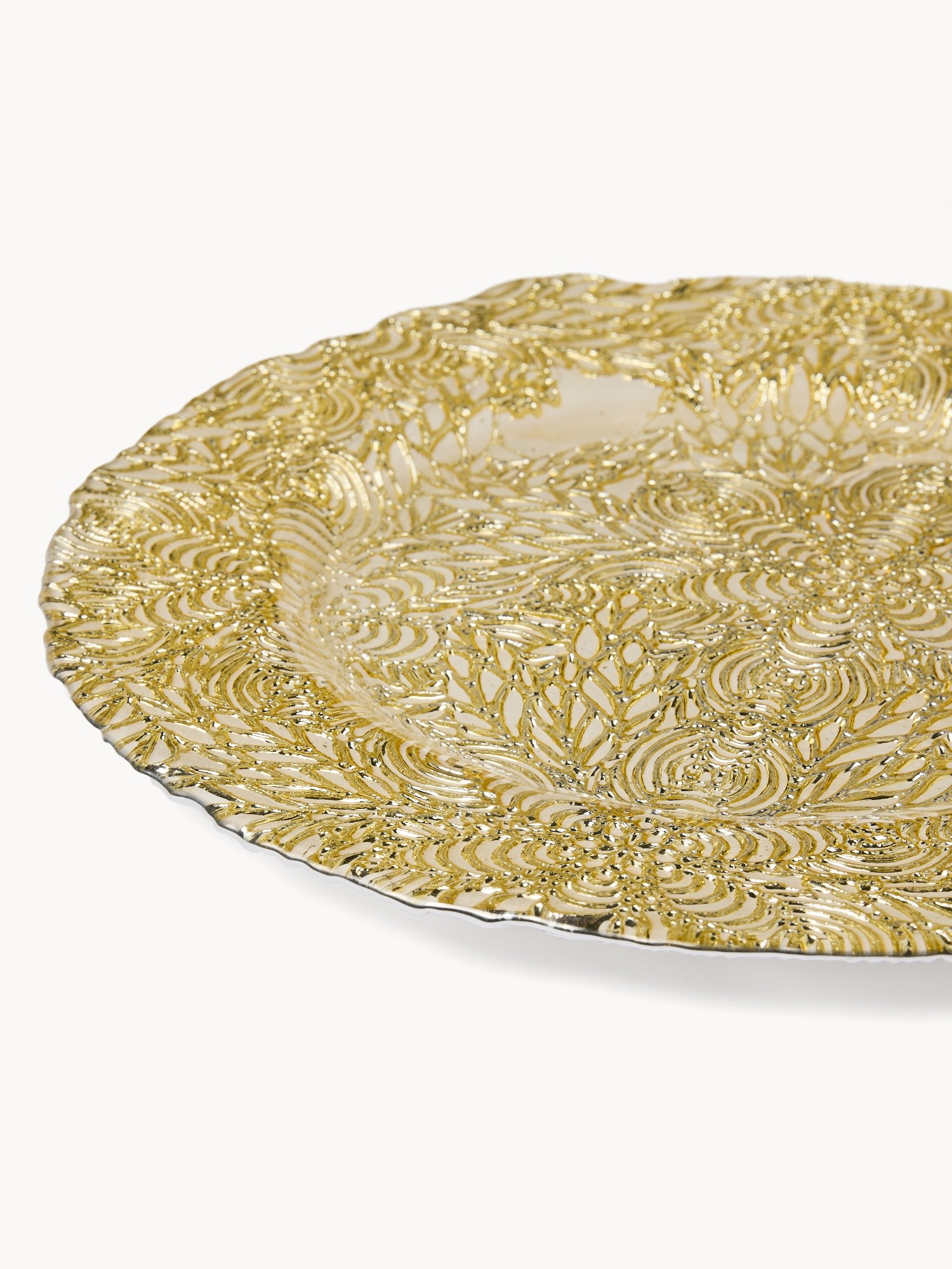 Glass charger plate with macram&eacute;-style decoration, Gold, large image number 1