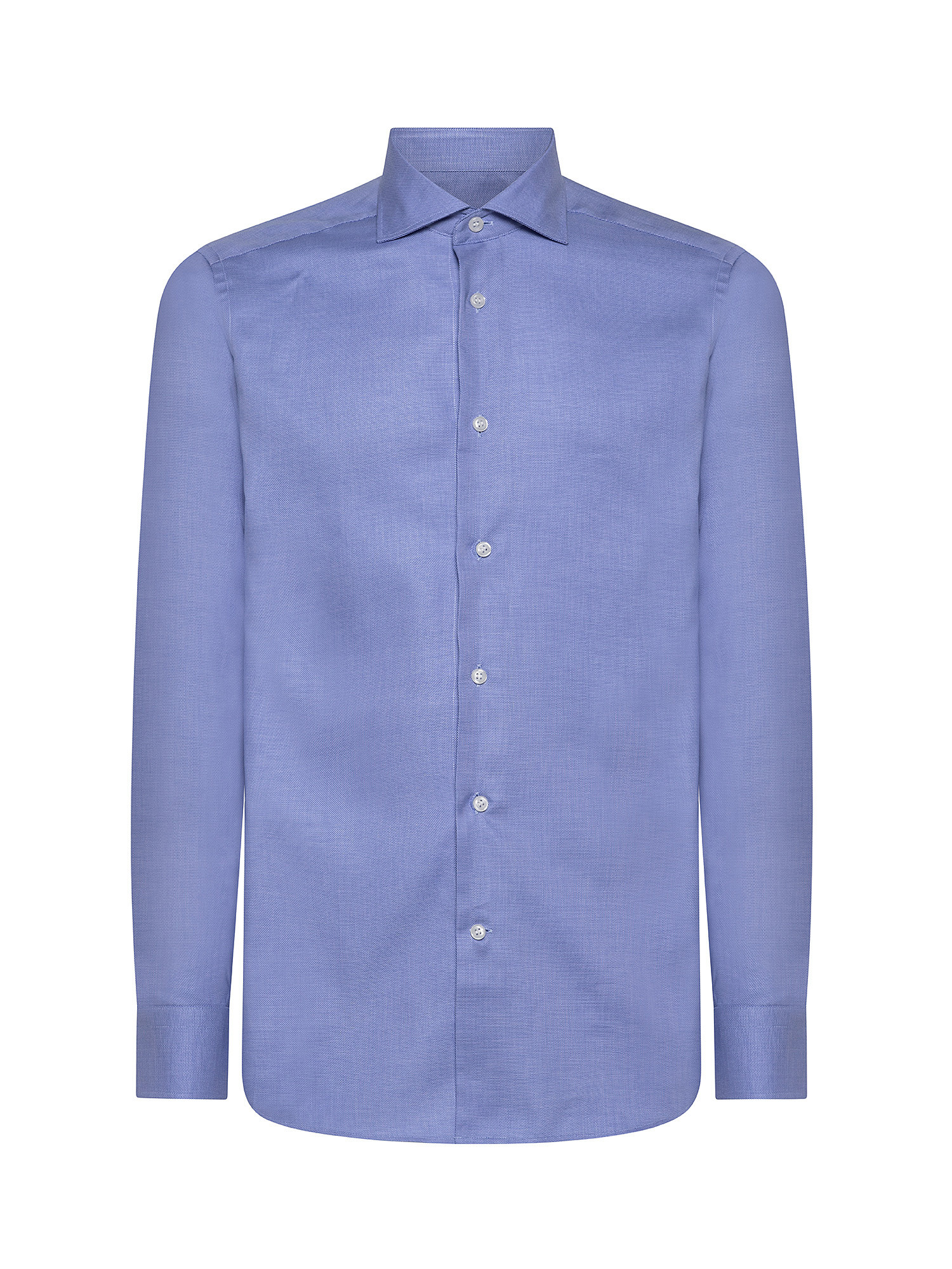 Camicia slim fit cotone grisaglia, Azzurro, large image number 0