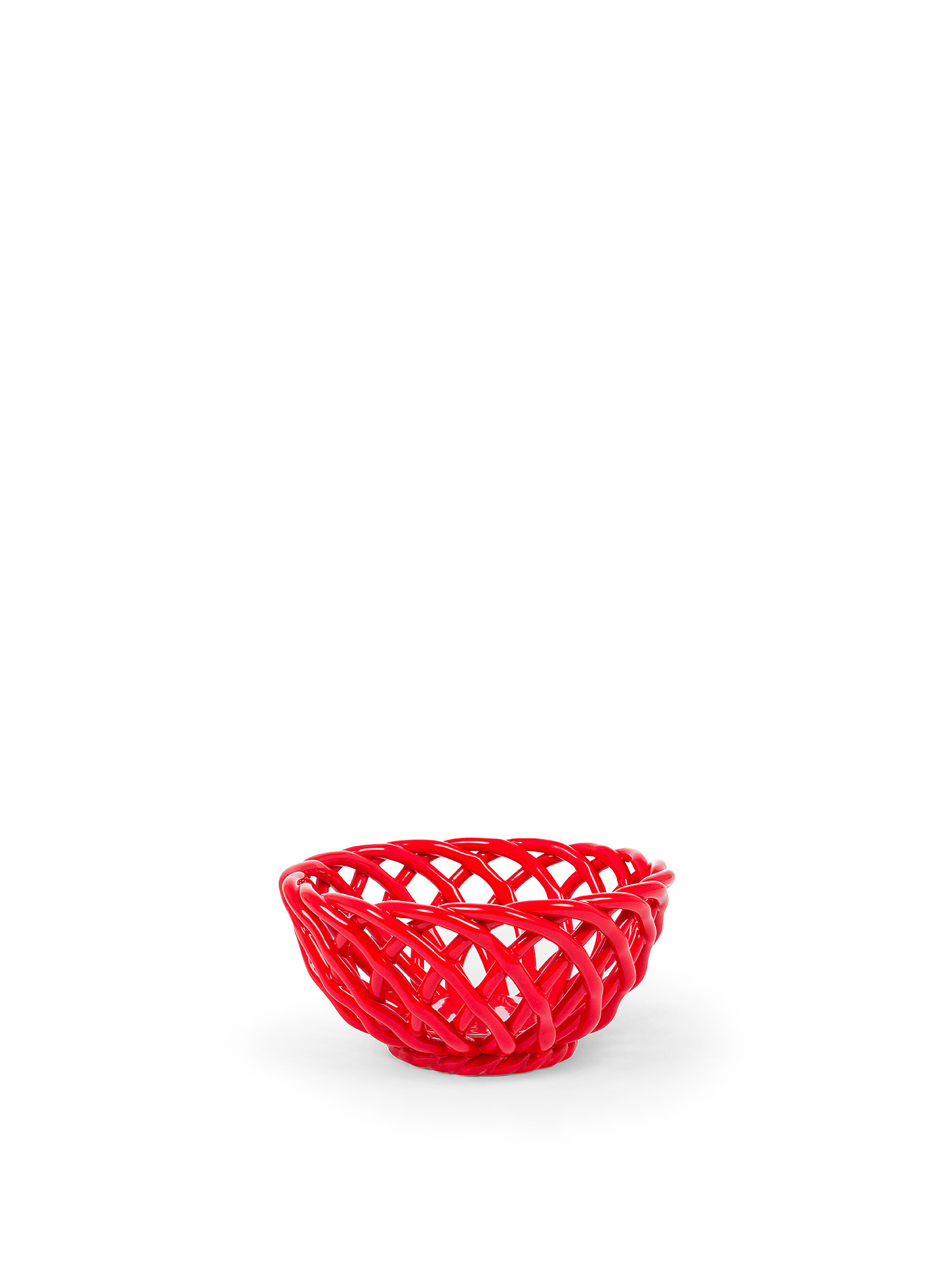 Woven effect ceramic basket, Red, large image number 0
