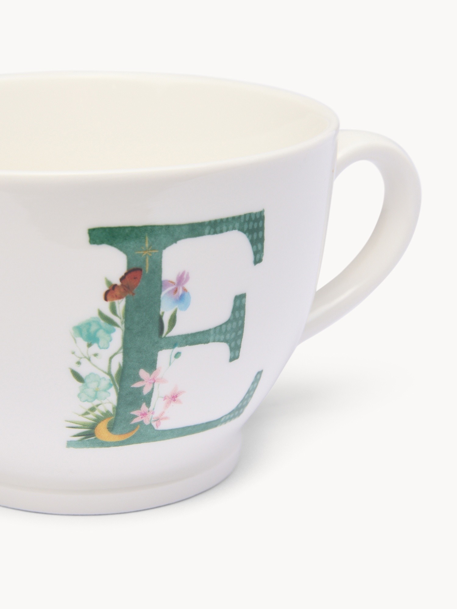 New bone china breakfast mug,letter E, White 1, large image number 1