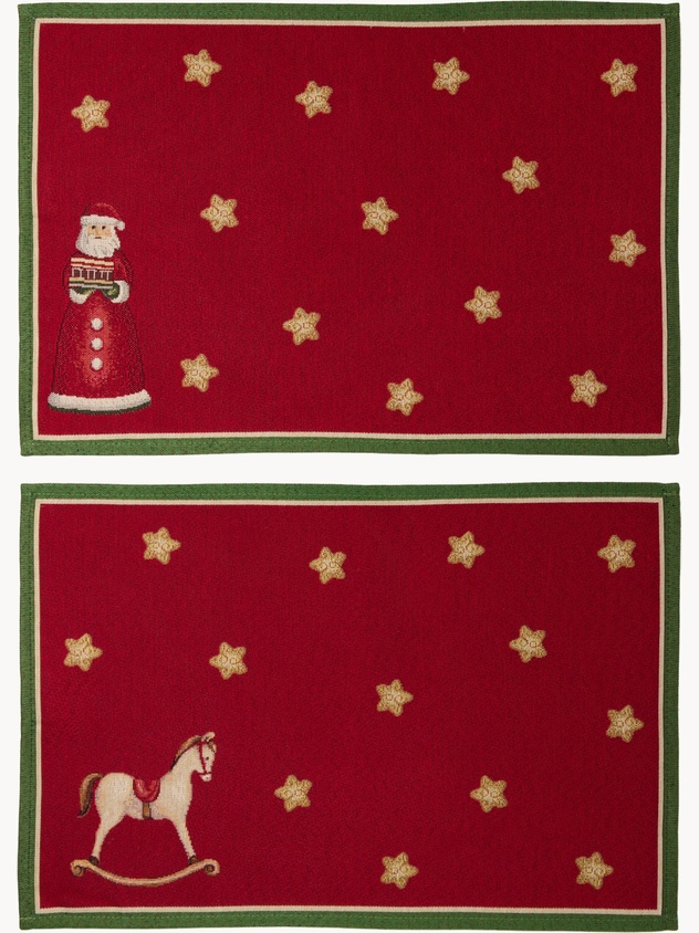 Rectangular placemat in cotton-blend Gobelin fabric
