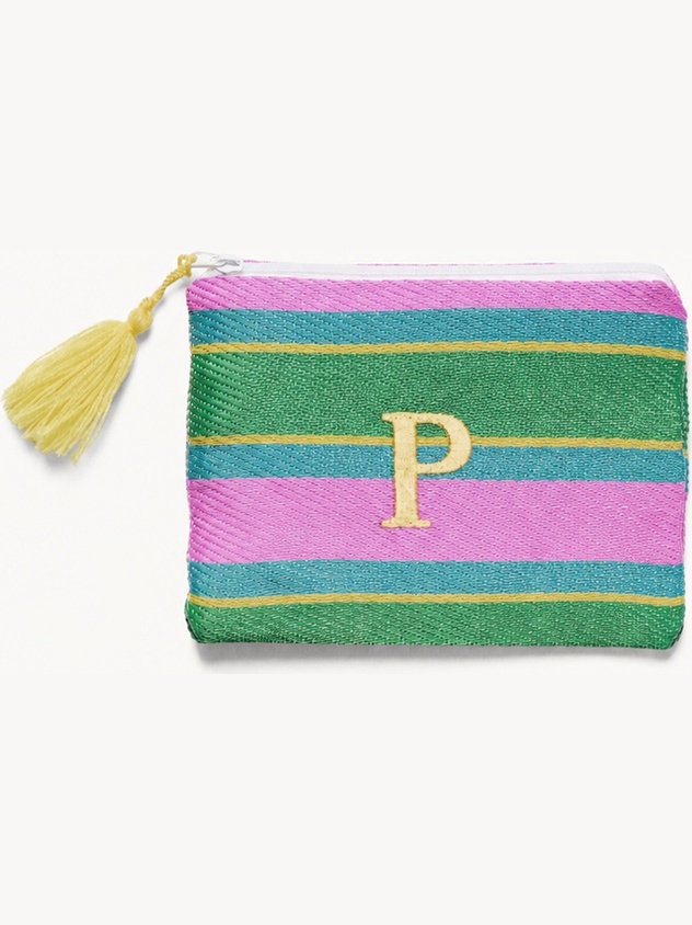 Clutch bag with embroidered letter "P"