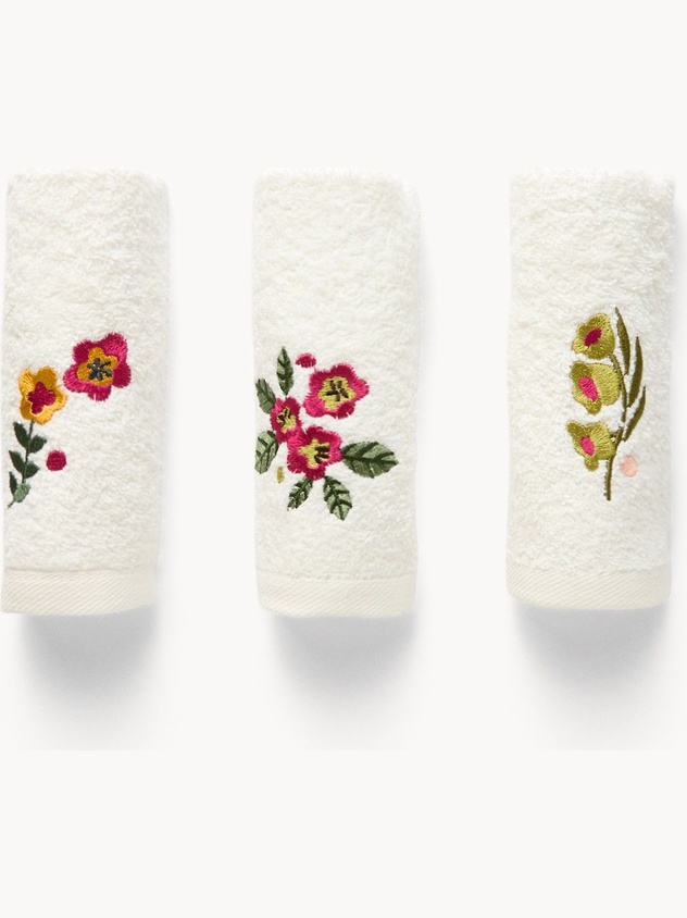 Set 3 lavette in spugna di cotone tinta unita - Prezzo di lancio