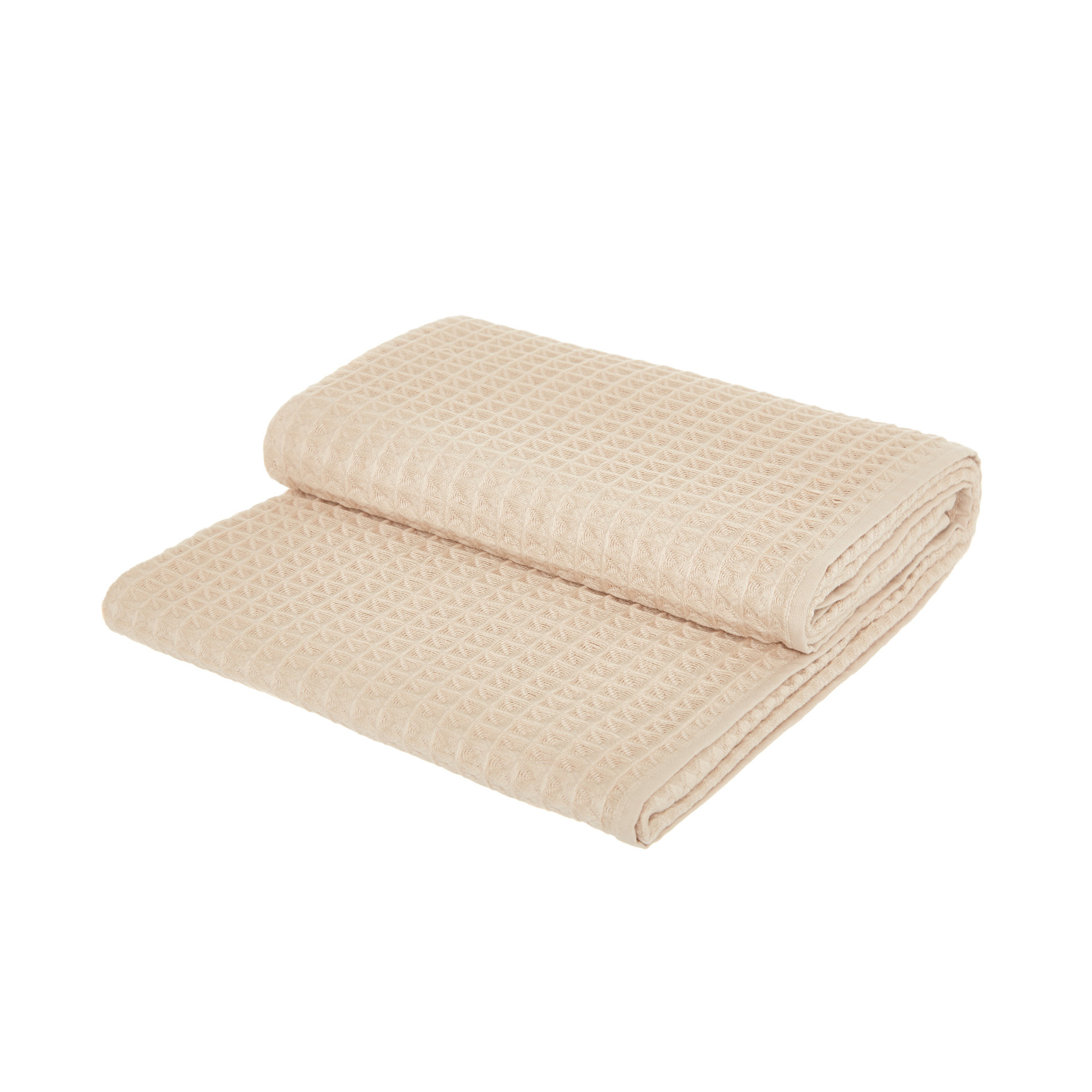 Solid color honeycomb cotton bath towel, Beige, large image number 0