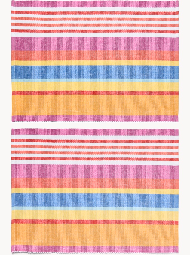 Set of 2 Ribbed Yarn-Dyed Cotton Placemats