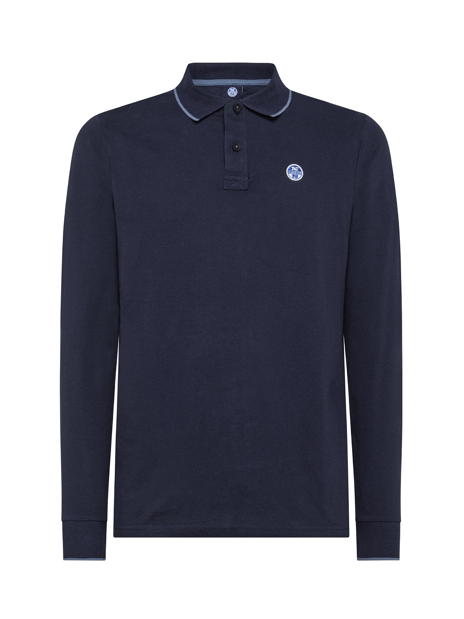 Polo long sleeve graphic, Blue, large image number 0