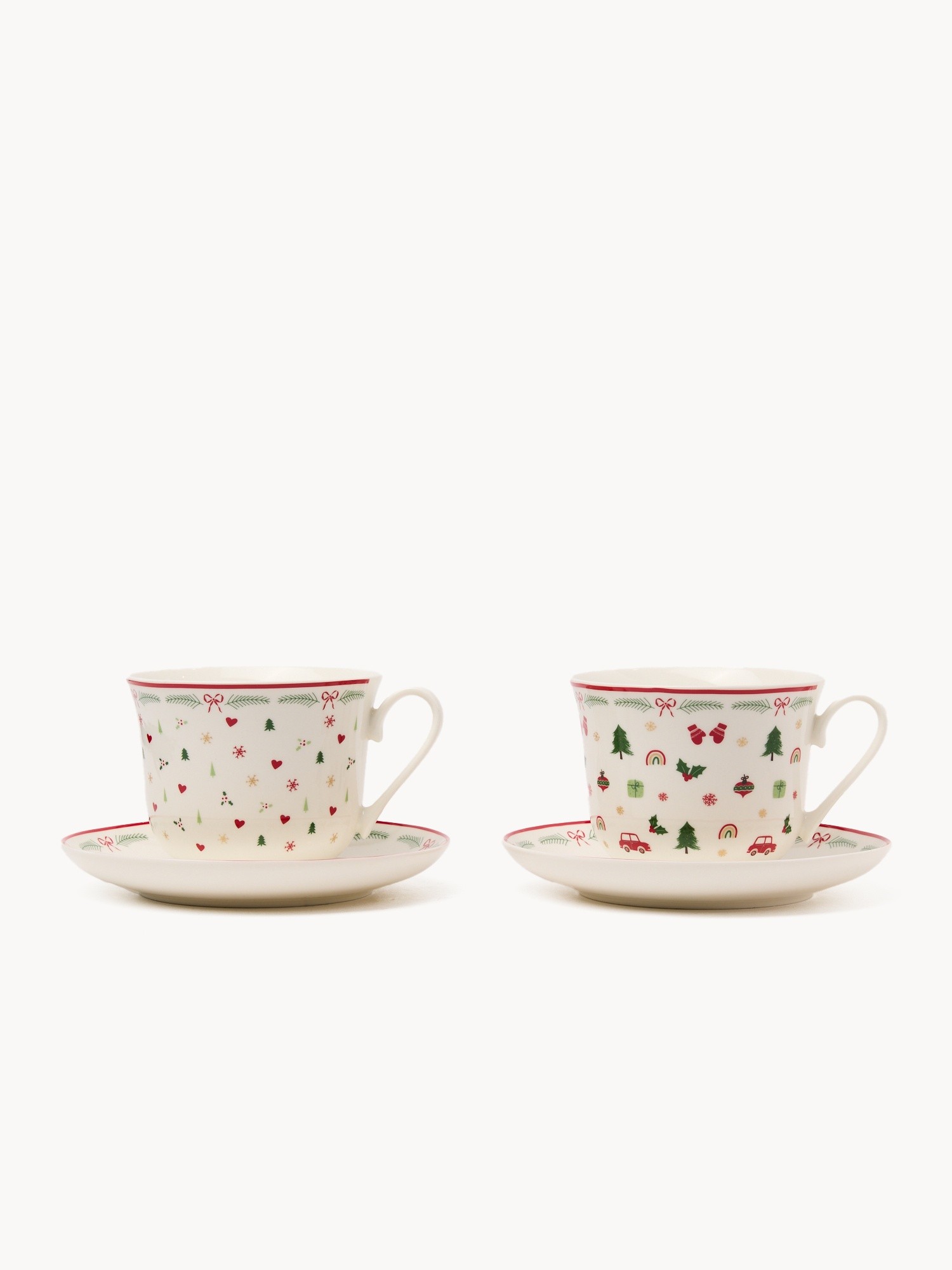 Set of 2 breakfast cups in New Bone China with Christmas motifs, Multicolor, large image number 0