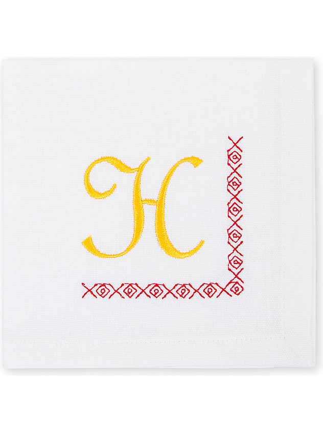 Pure cotton napkin with letter H embroidery