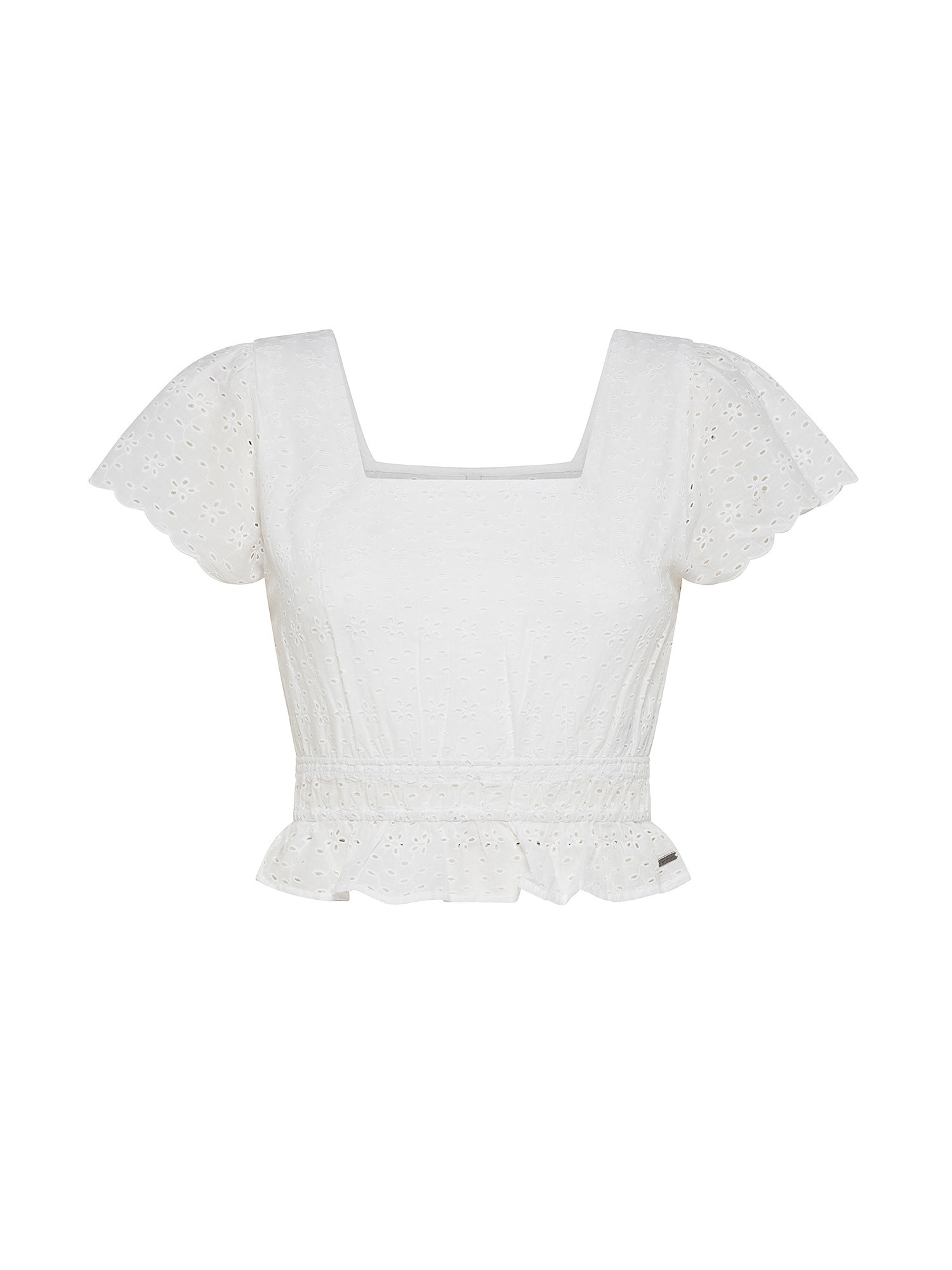 Pepe Jeans - Top in pizzo sangallo in cotone, Bianco, large image number 0