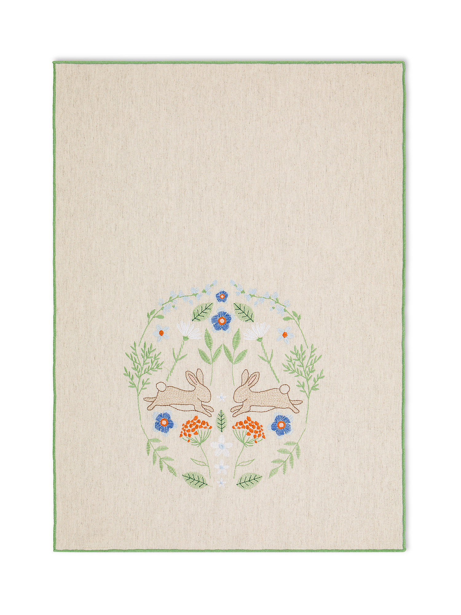 Set 2 strofinacci misto lino con ricami, Bianco, large image number 2