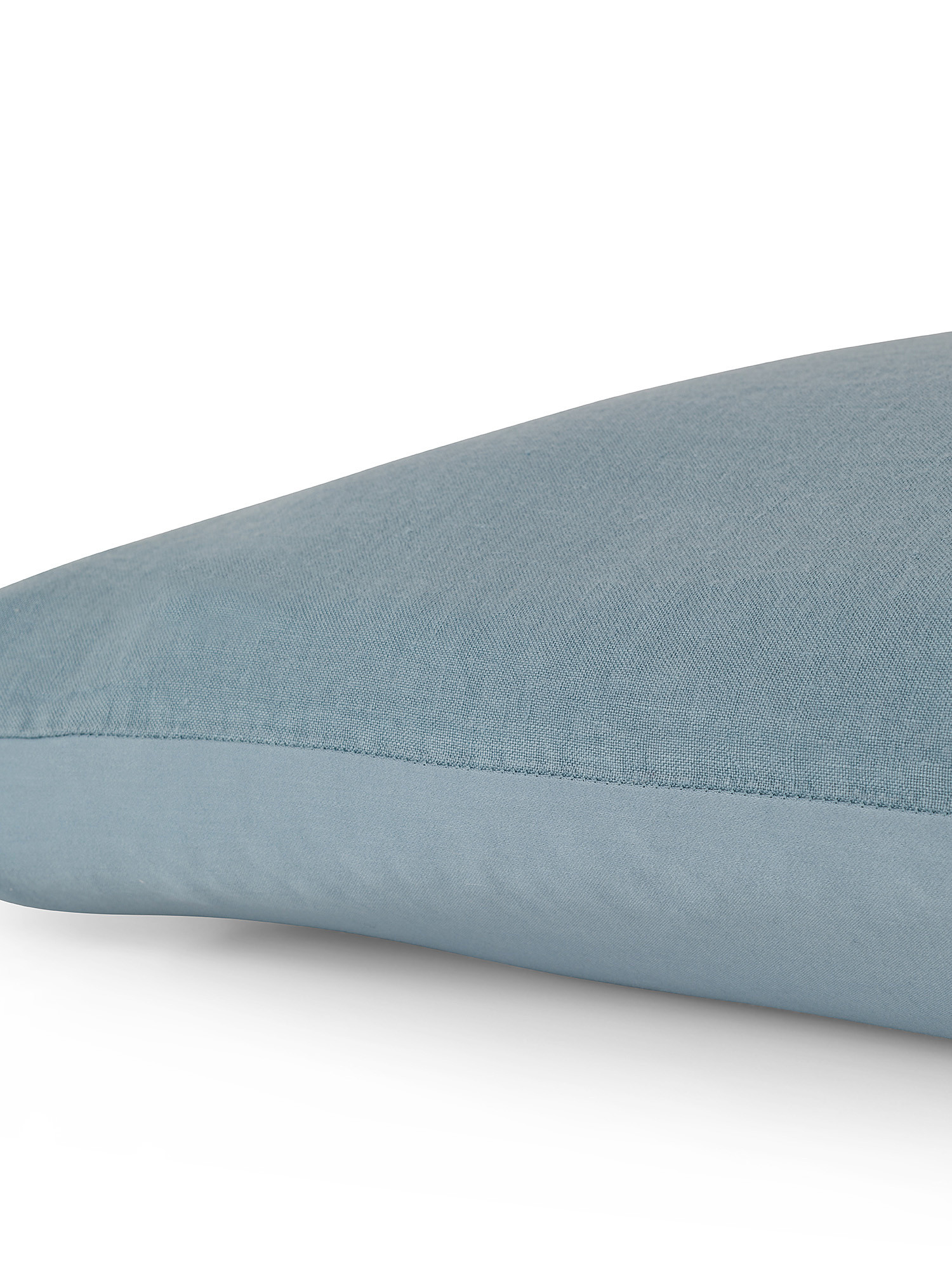 Zefiro plain color linen and cotton pillowcase, Blue, large image number 1