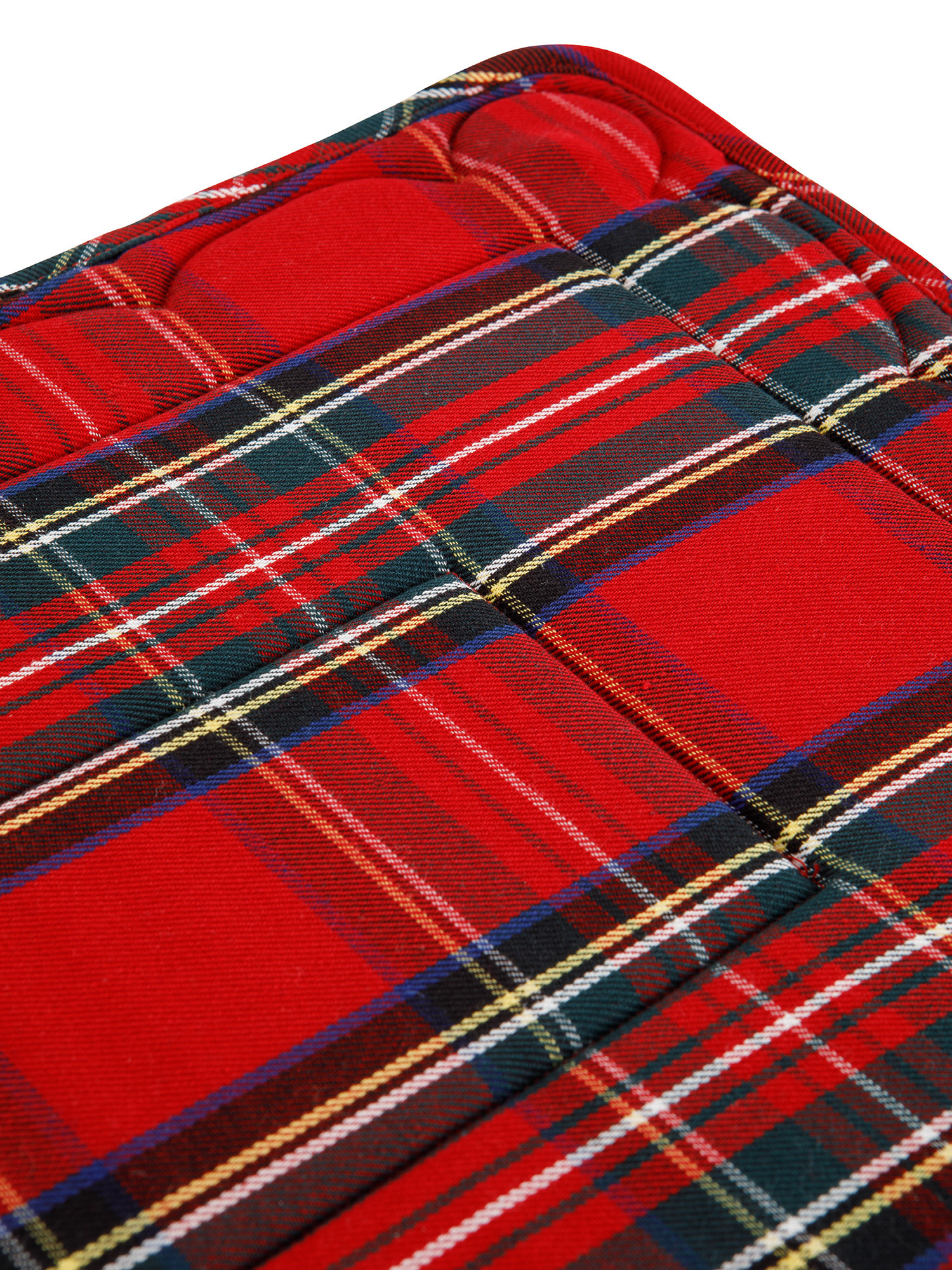 Tovaglietta Imbottita Tartan in Twill di Puro Cotone, Rosso, large image number 1