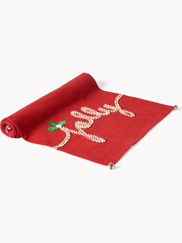 Runner in puro cotone ricamato