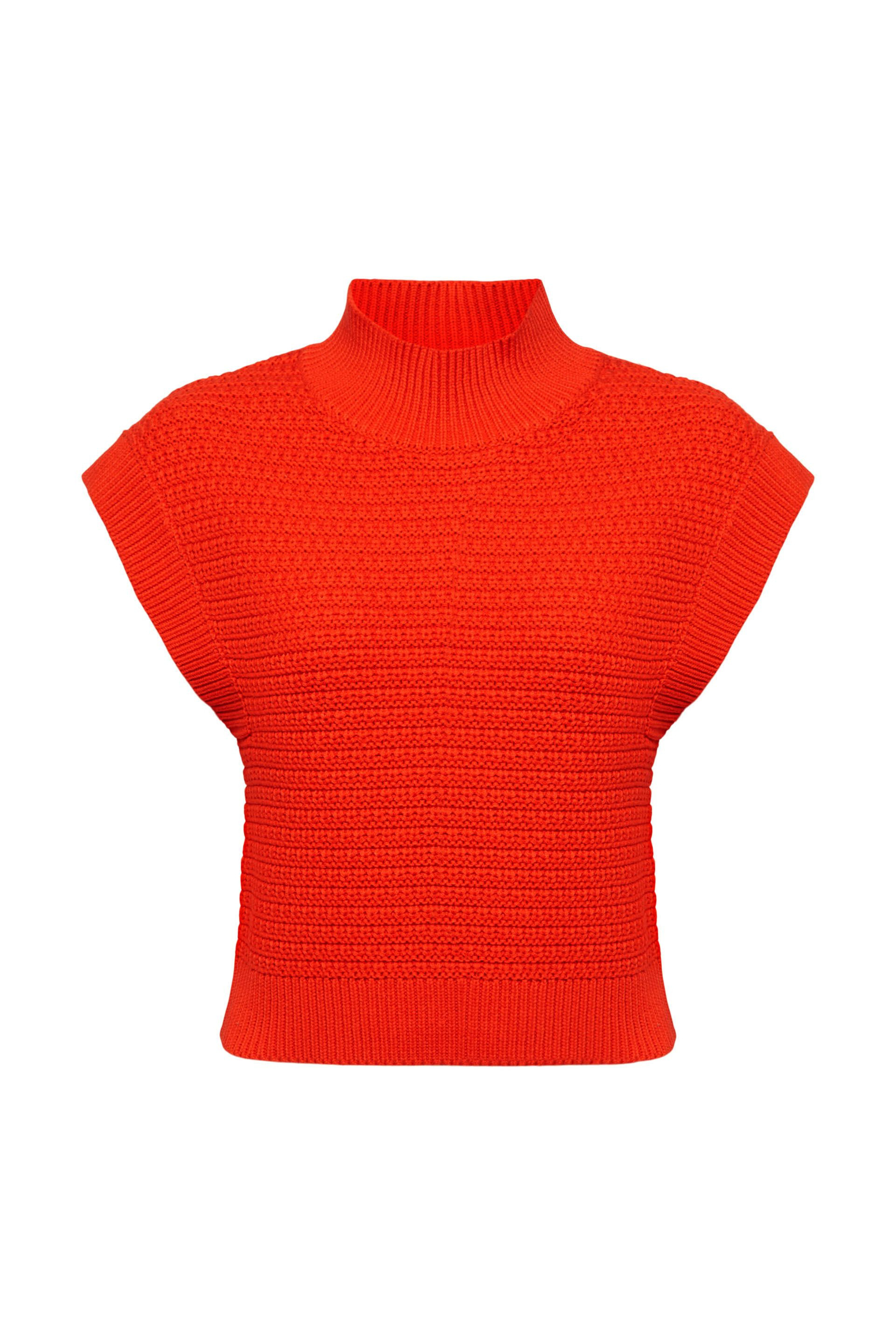 Esprit - Knitted vest in cotton blend, Red, large image number 0