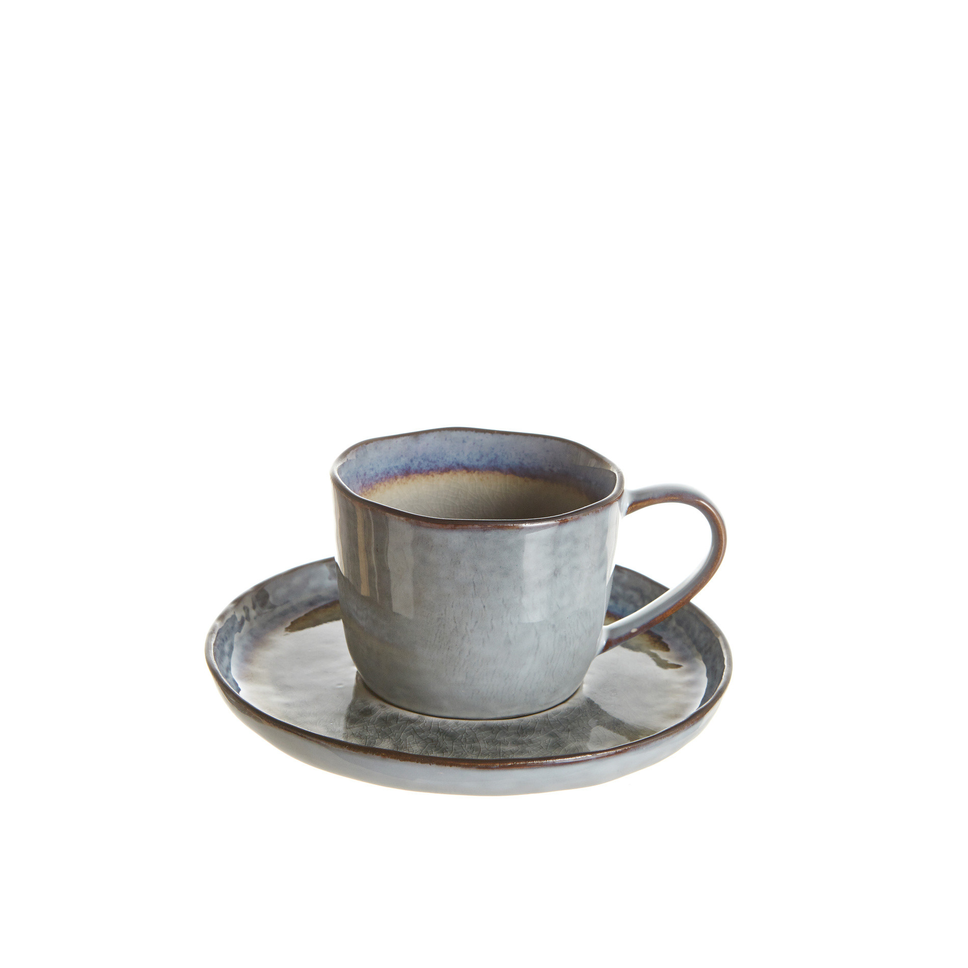 Stoneware tea cup with reactive glaze, Grey, large image number 0