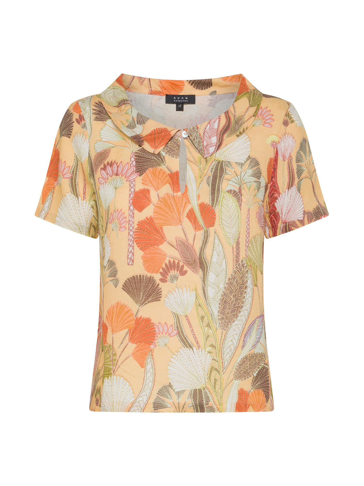 Koan - Pure linen blouse with print, Light Orange, large image number 0