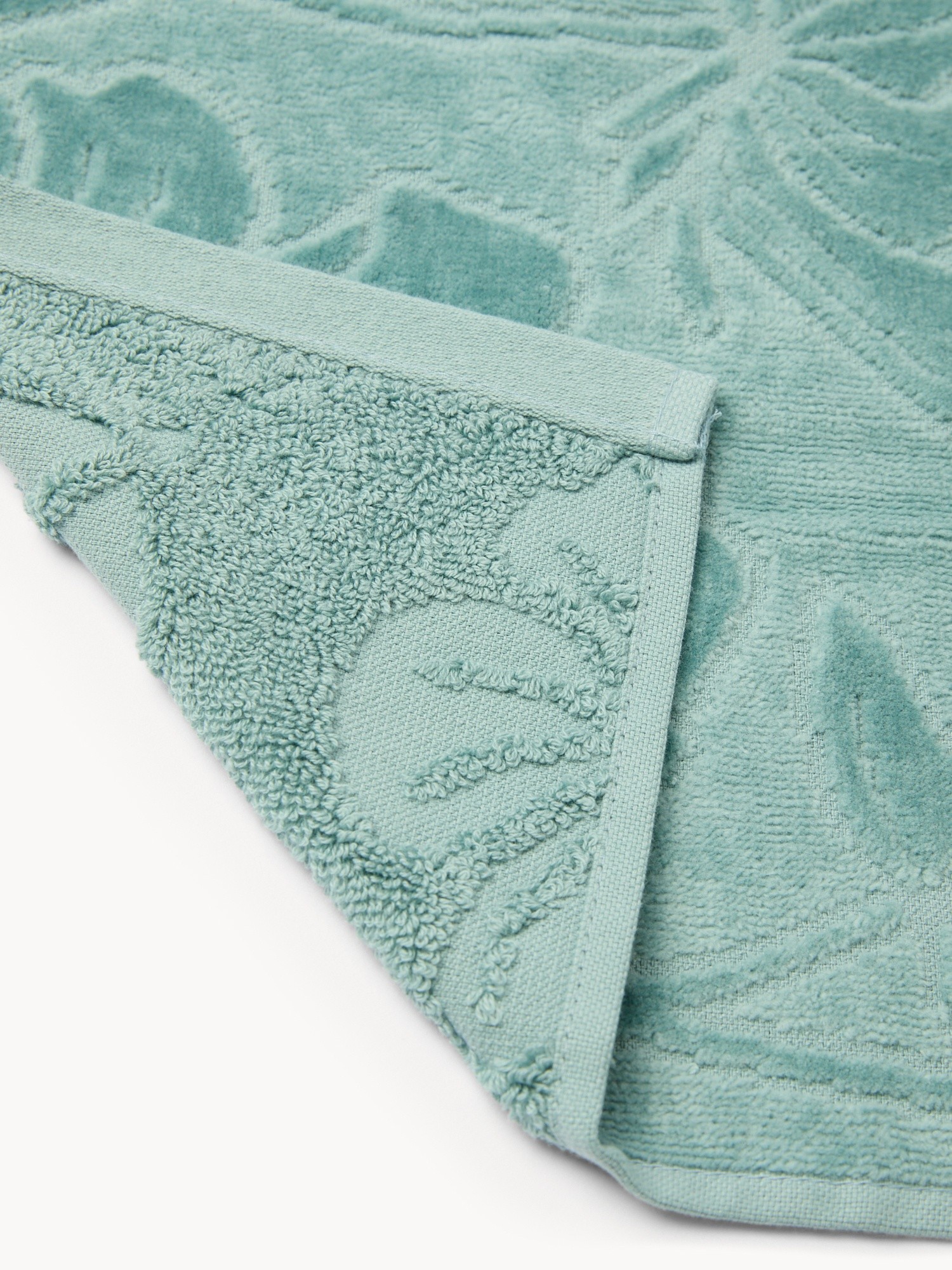 Asciugamano con fantasia floreale in puro cotone velour - Prezzo di lancio, Azzurro turchese, large image number 2
