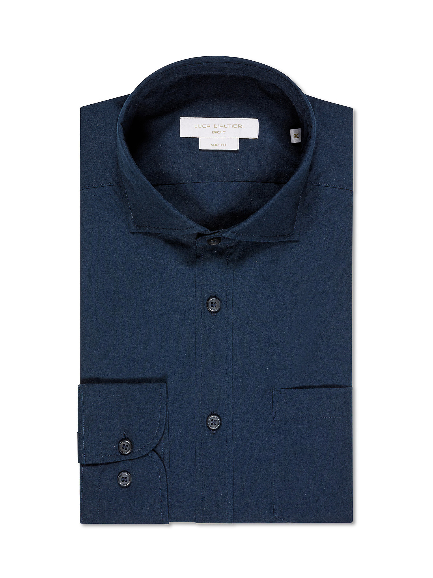 Camicia basic slim fit in puro cotone, Blu, large image number 0