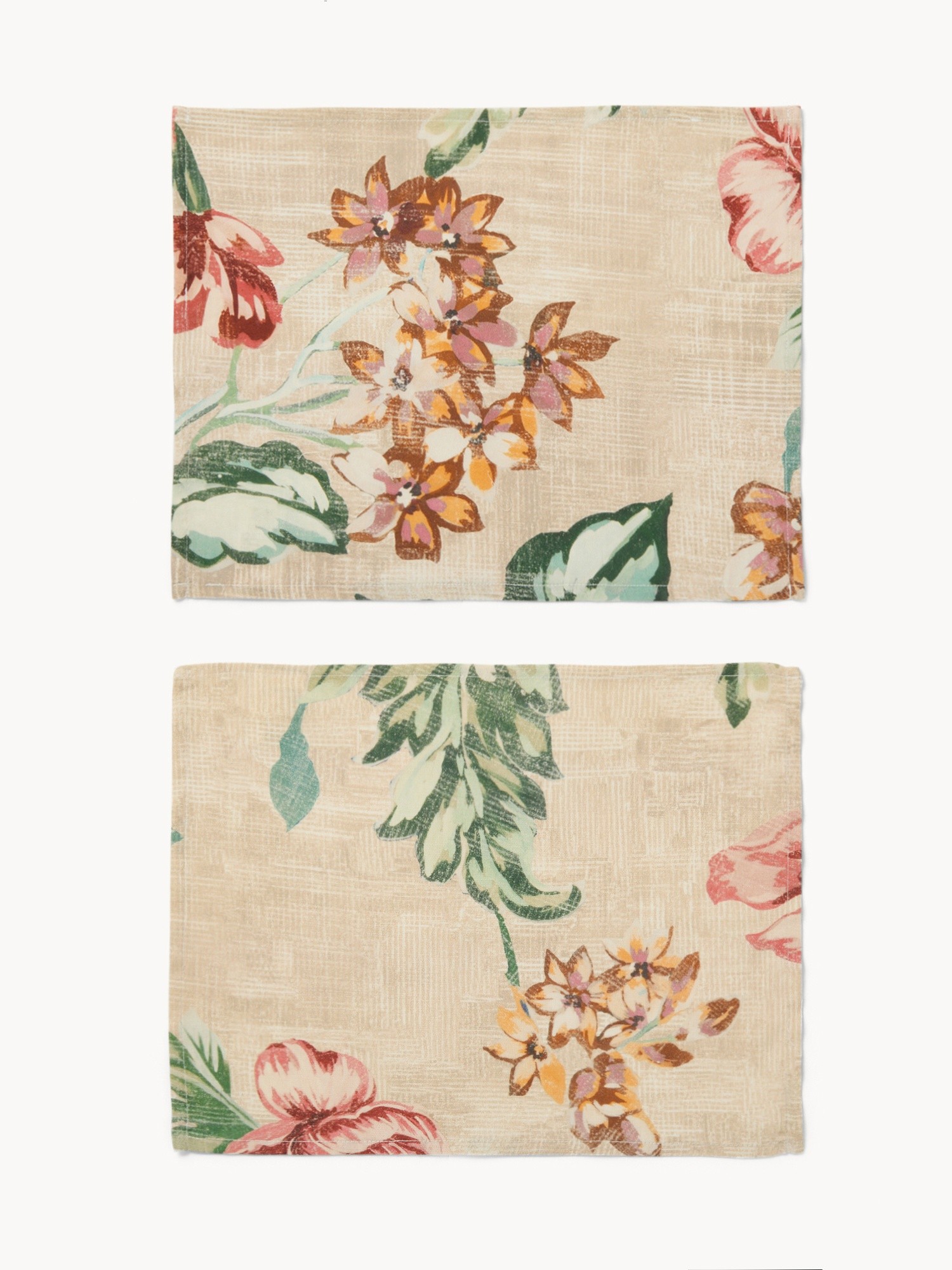 Set of 2 Cotton Panama Placemats with Floral Print - Discounted Price, Multicolor, large image number 0