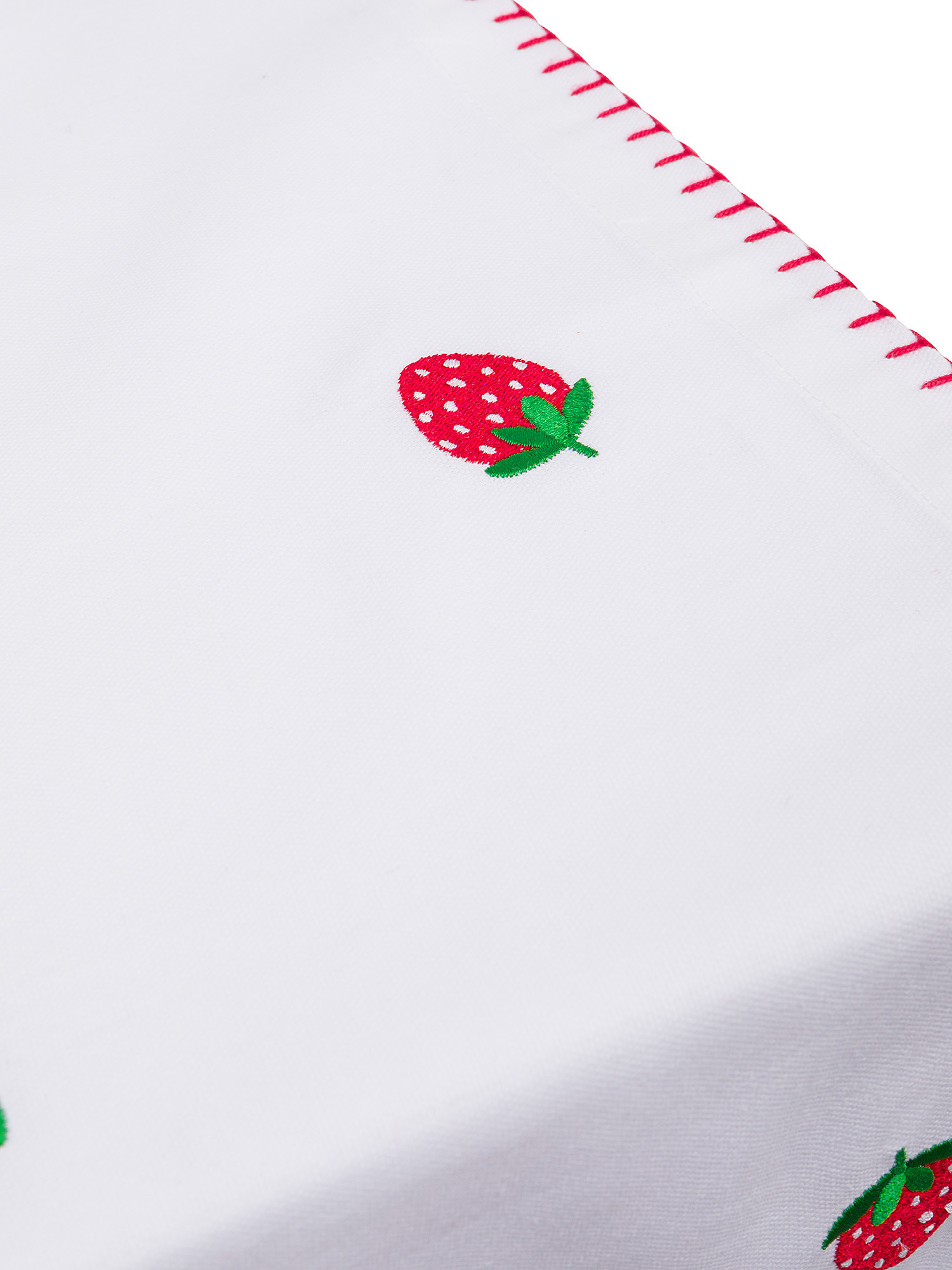 Cotton runner with all over strawberry embroidery, White, large image number 1