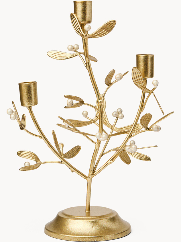 Portacandele in ferro e perle 3 luci