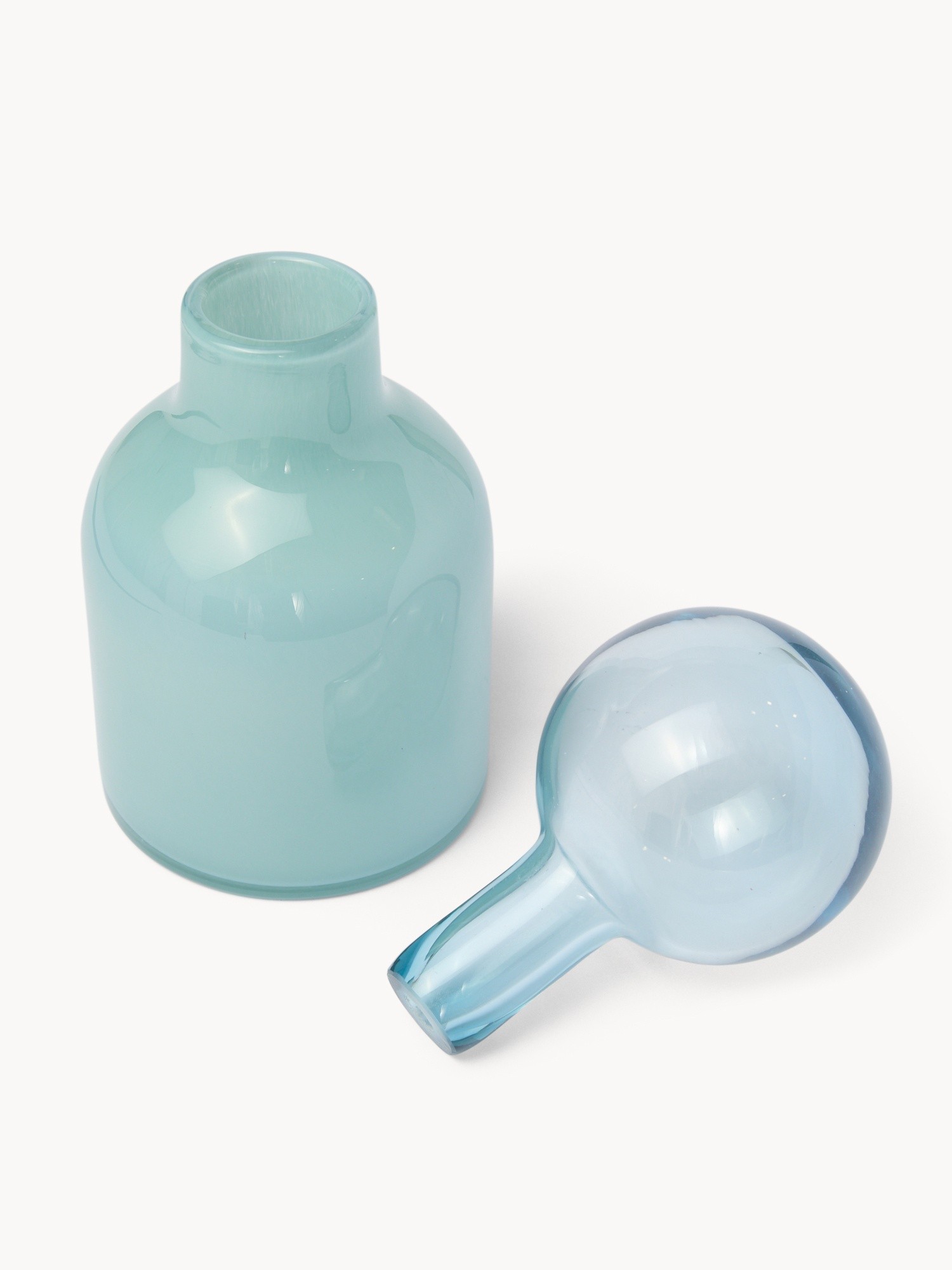 Bottiglia decorativa in vetro colorato in pasta, Azzurro, large image number 1