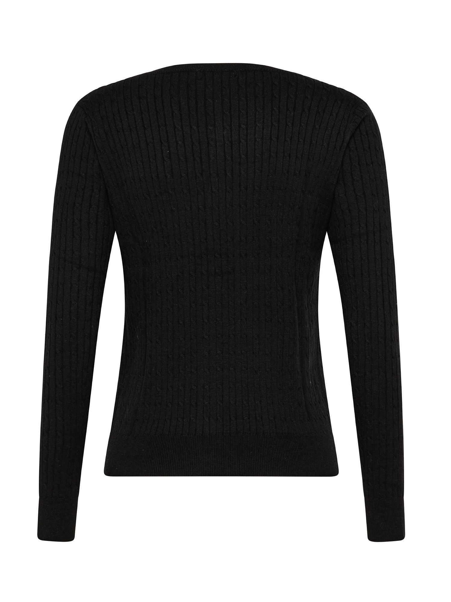 Knitted crewneck cardigan, Black, large image number 1