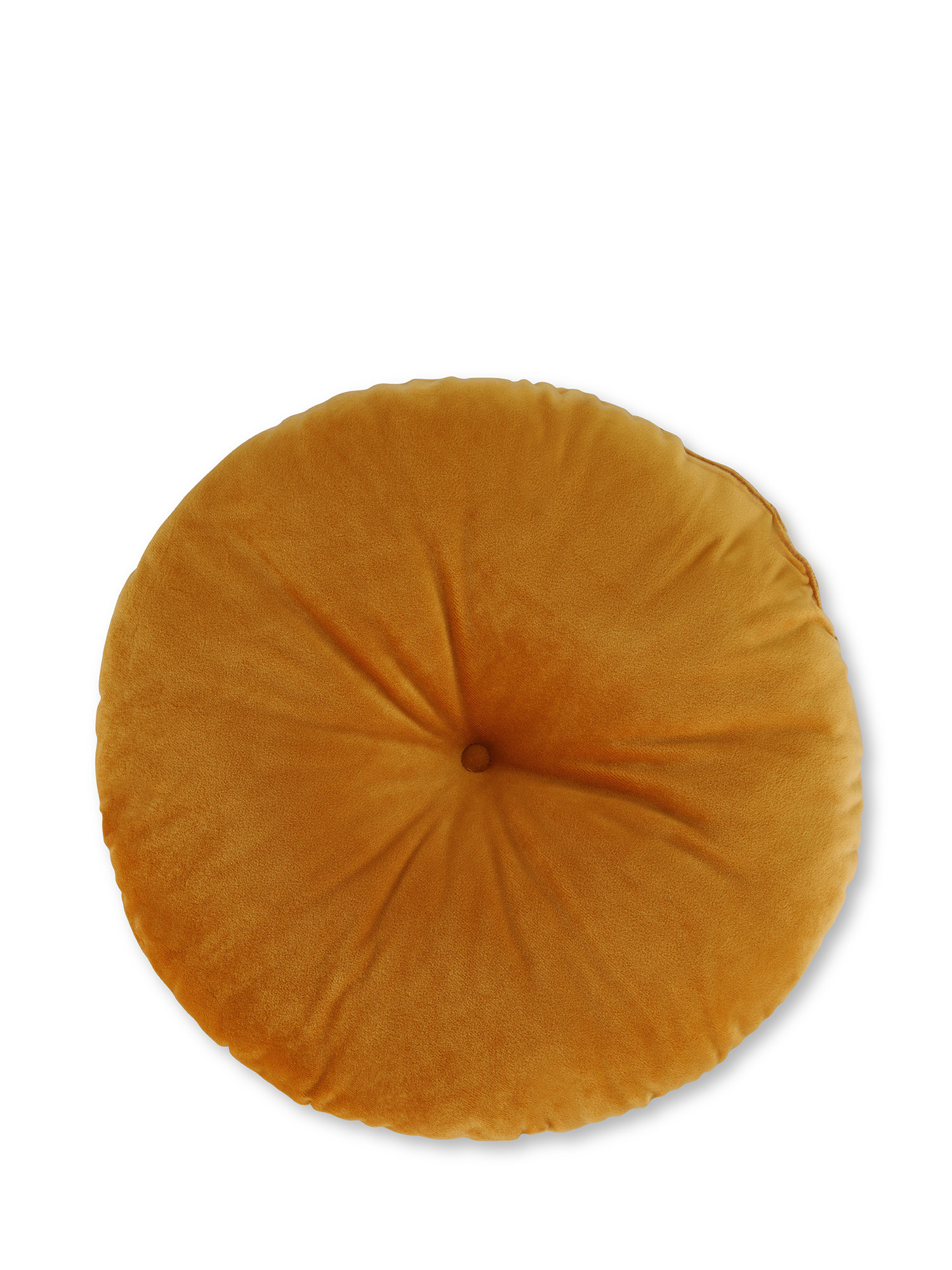 Cuscino rotondo in velluto, Giallo senape, large image number 1