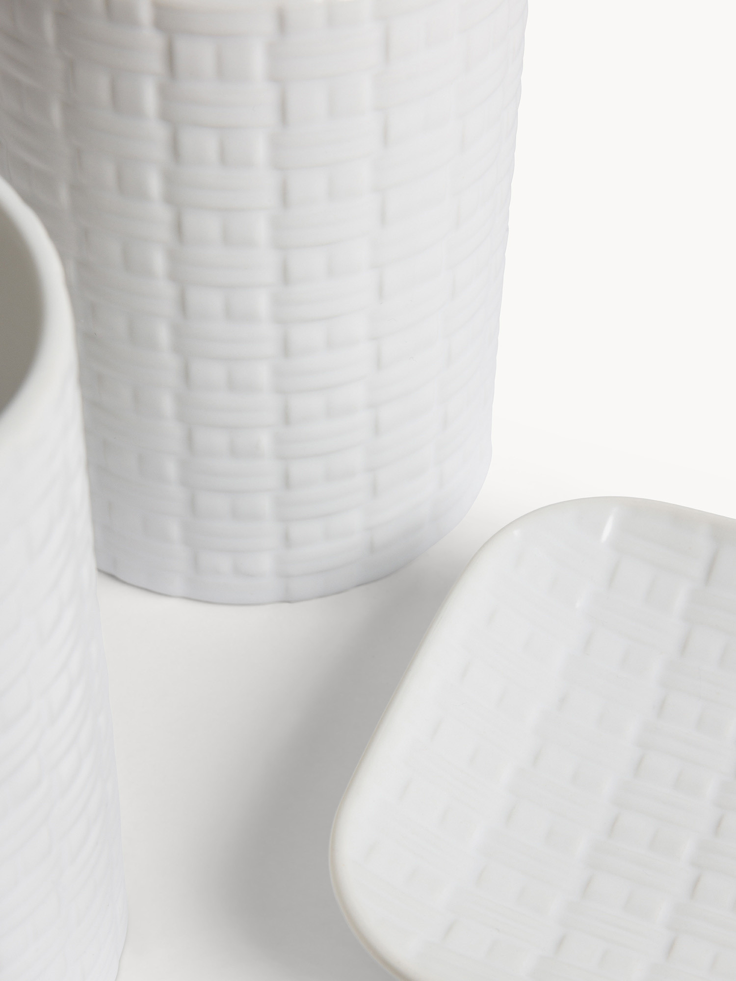 Set 3 accessori bagno in ceramica, Bianco, large image number 1