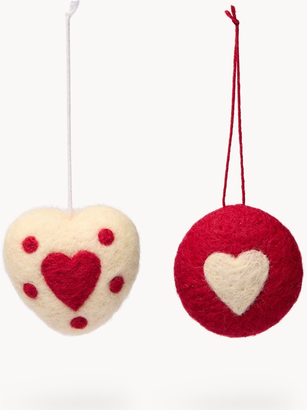 Set of 2 felt tree ornaments