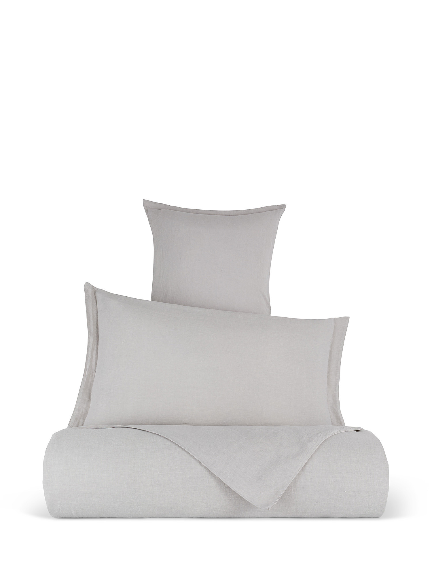 Zefiro plain color linen and cotton pillowcase, Light Grey, large image number 2