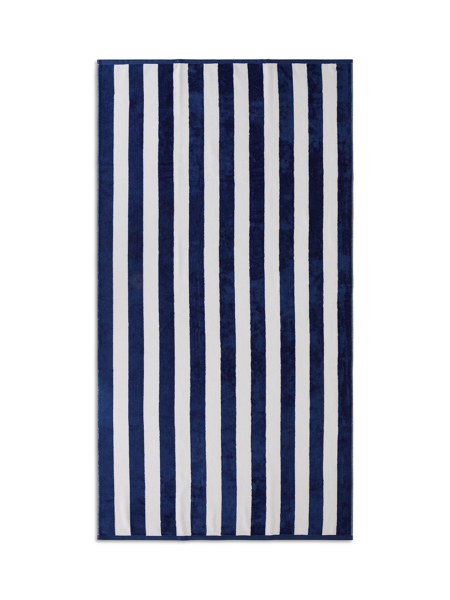 Cotton velor beach towel with striped pattern, Blue, large image number 0