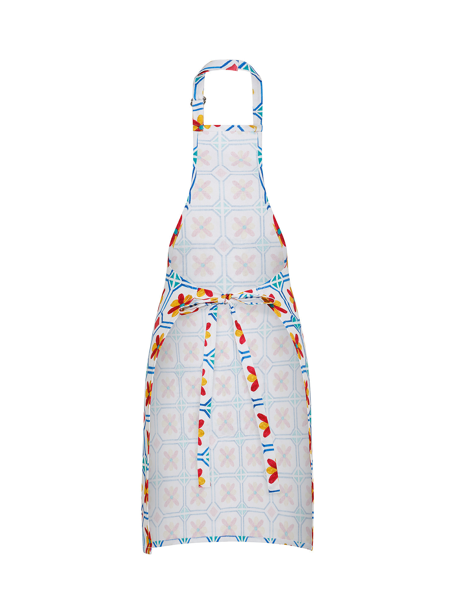 Kitchen apron in 100% cotton with tile print, Multicolor, large image number 1