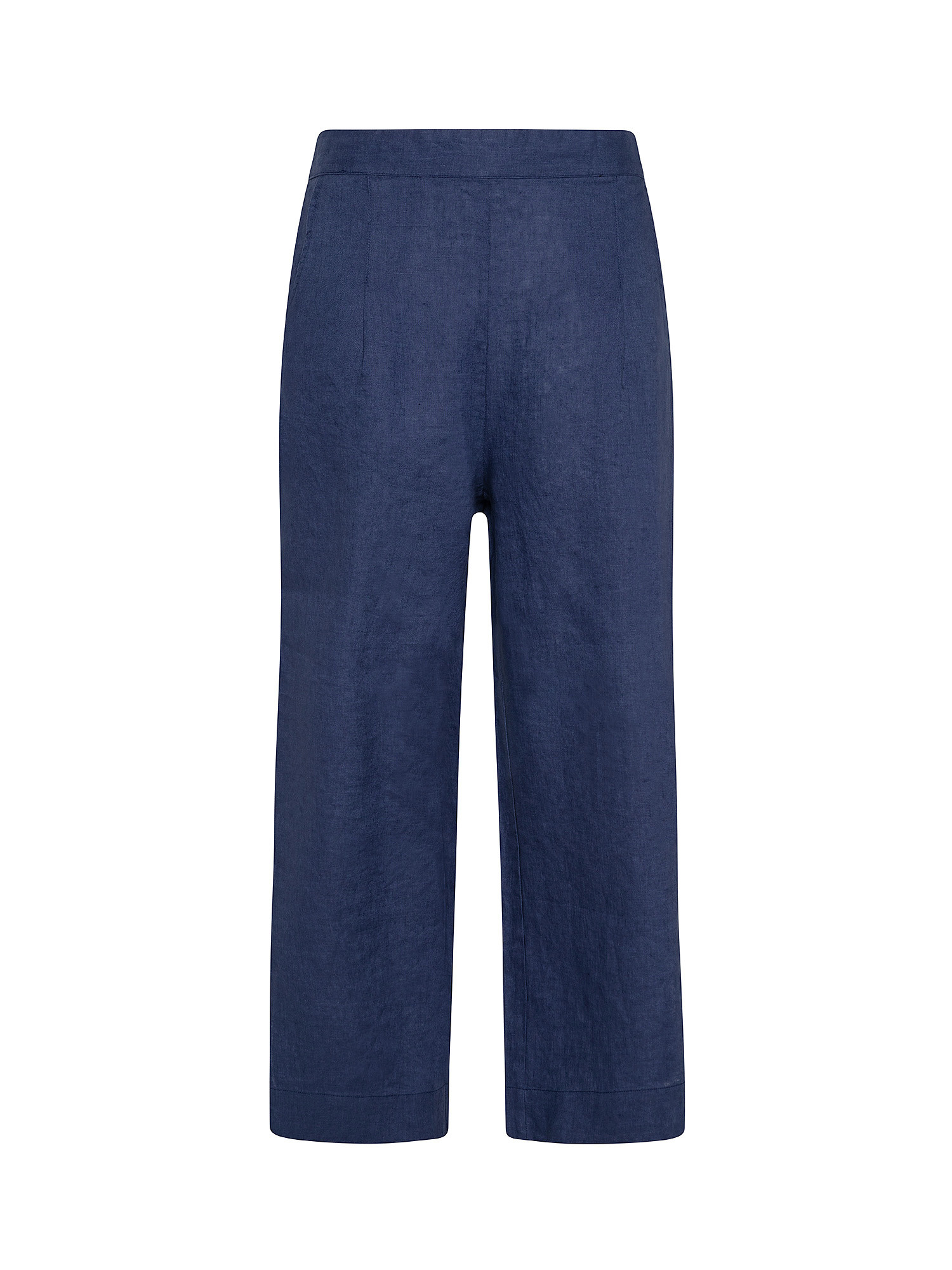 Pure linen trousers with slits, Blue, large image number 0
