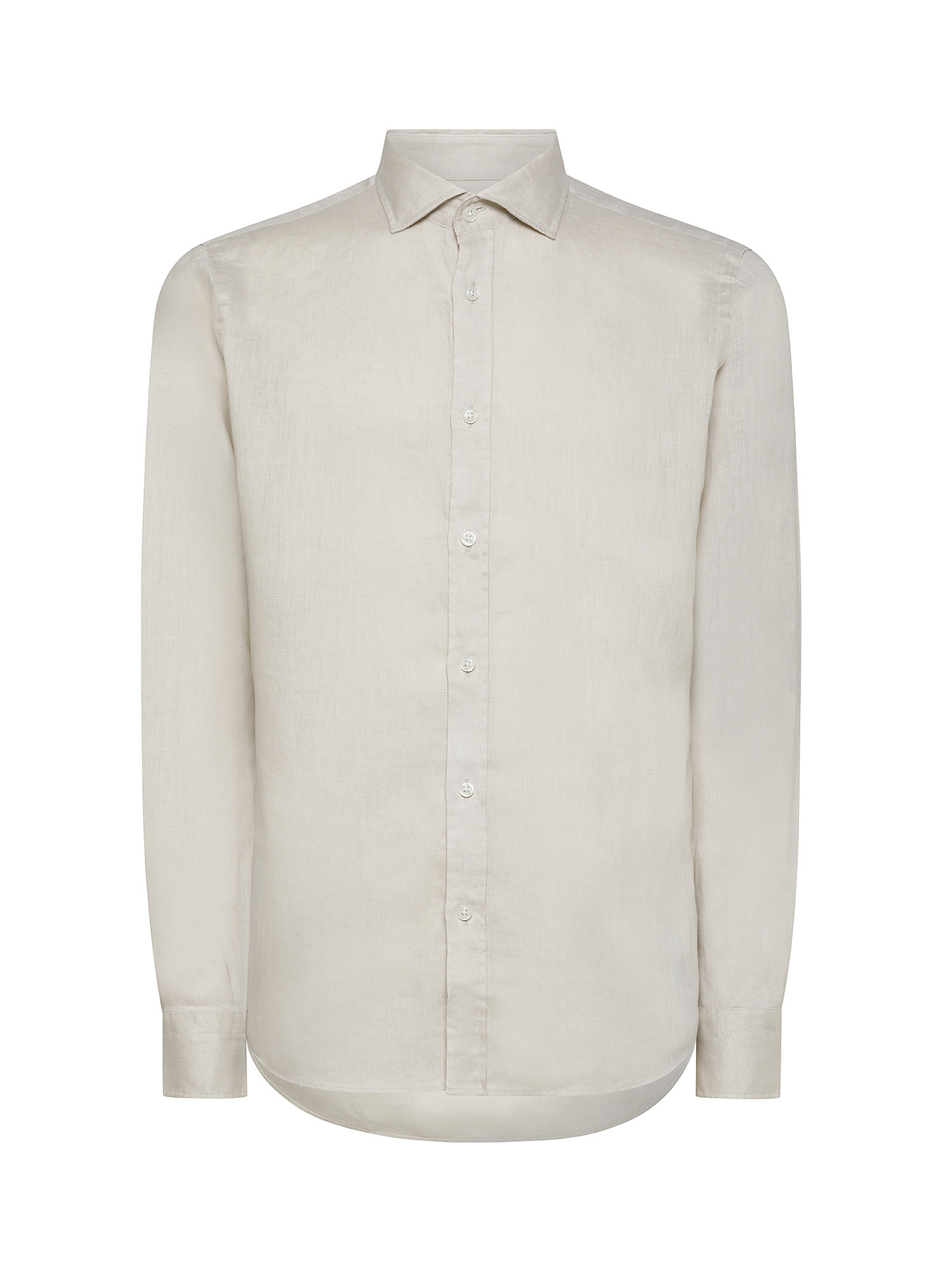 Luca D'Altieri - Tailor fit shirt in pure linen, Light Beige, large image number 0