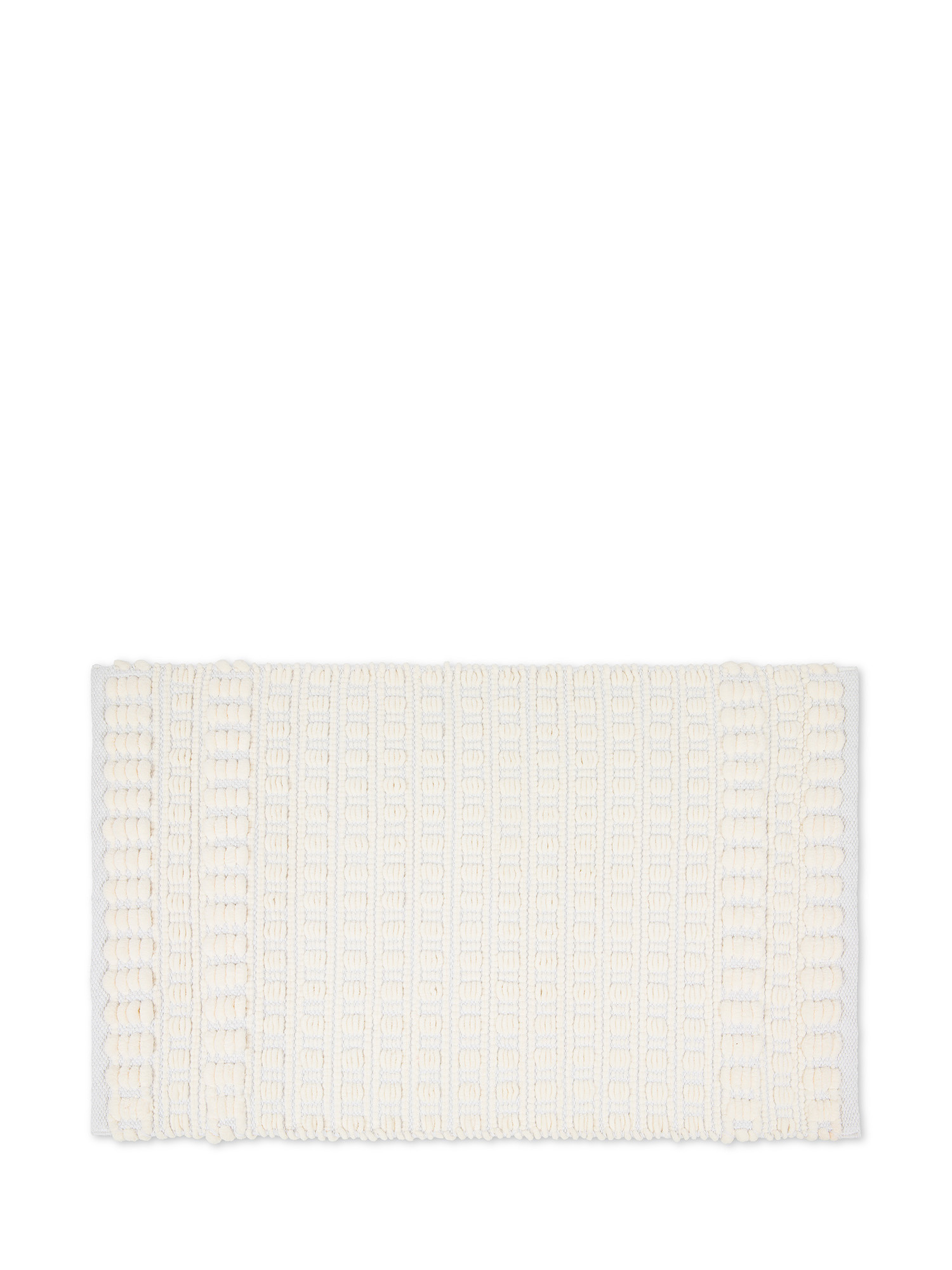 Tappeto bagno in cotone battuto e ciniglia, Bianco, large image number 0