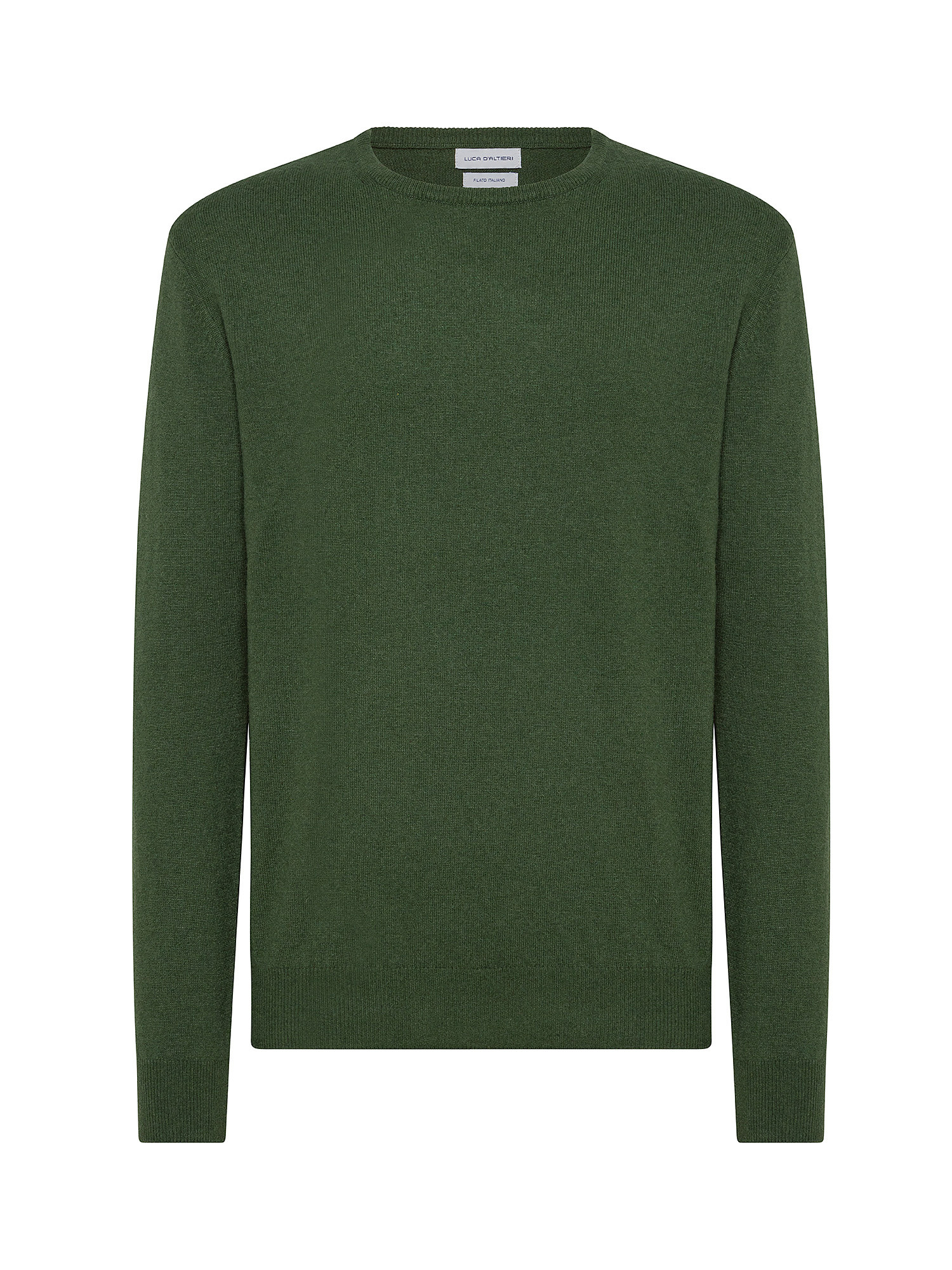 Cashmere Blend crewneck sweater with noble fibers, Olive Green, large image number 0